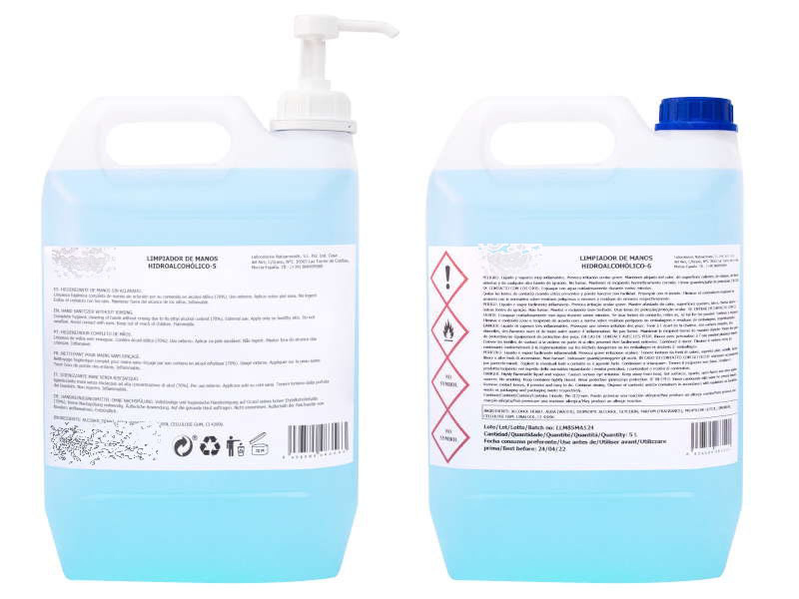 Garrafas de gel hidroalcohólico