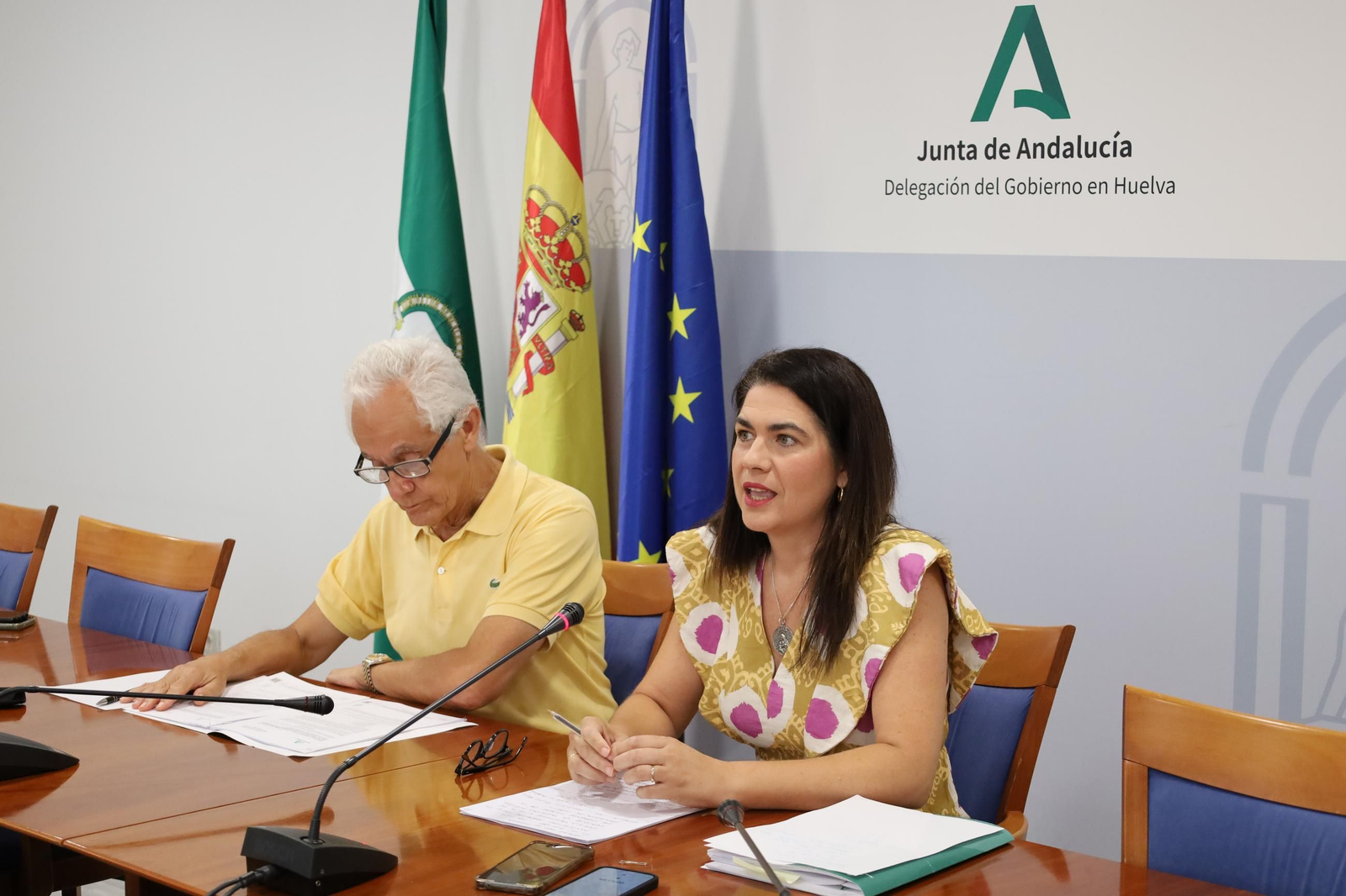 La delegada territorial de Industria, Energía y Minas en Huelva, Lucía Núñez, durante la presentación del informe de adjudicación.