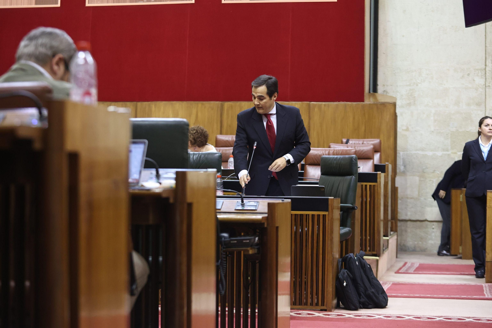 El consejero de función pública en el pleno que aprobó la nueva ley.