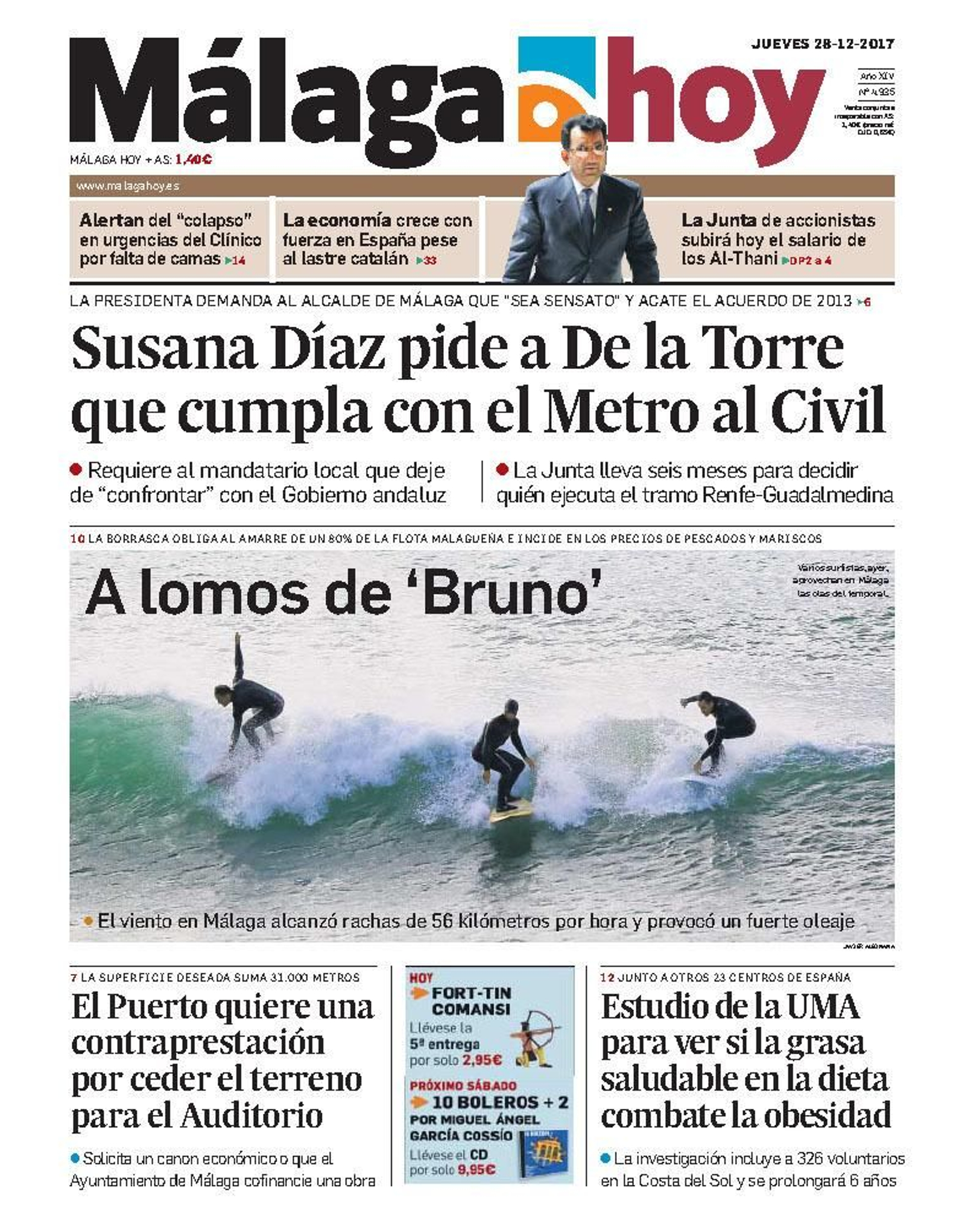 Mensaje de Díaz.  Susana Díaz pide al alcalde que cumpla lo firmado y que deje de “confrontar” con el Gobierno andaluz.