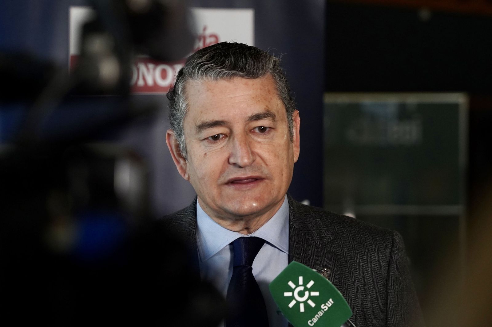 El consejero de Presidencia, Antonio Sanz, esta mañana en Sevilla.