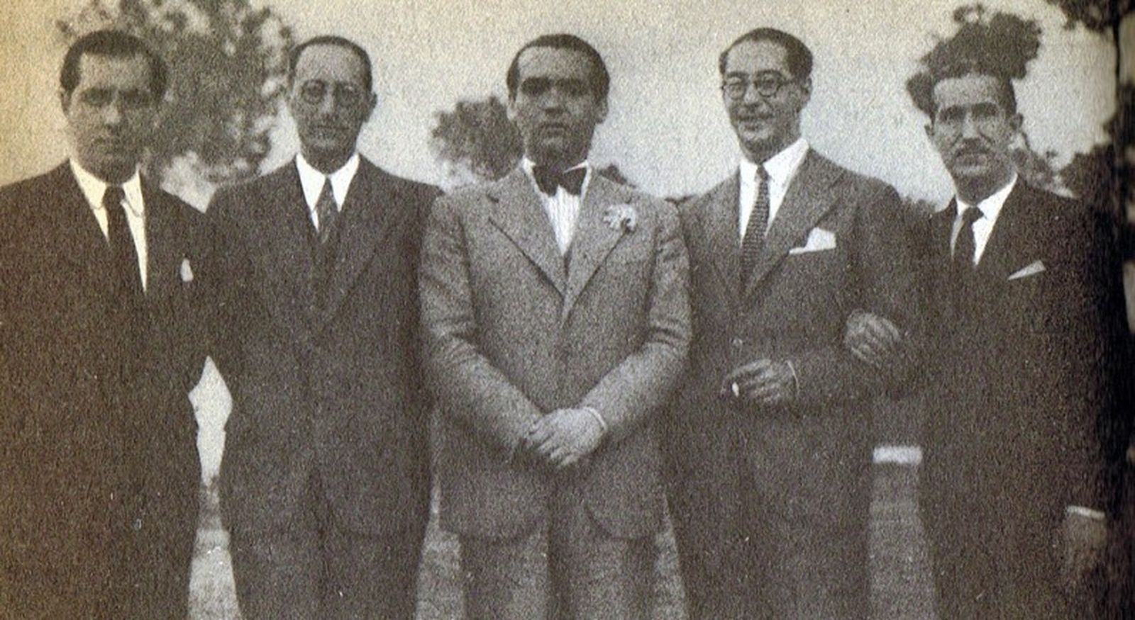 Romero Murube, Jorge Guillén, Federico García Lorca, José Antonio Rubio Sacristán y Pepín Bello, en los años 30.