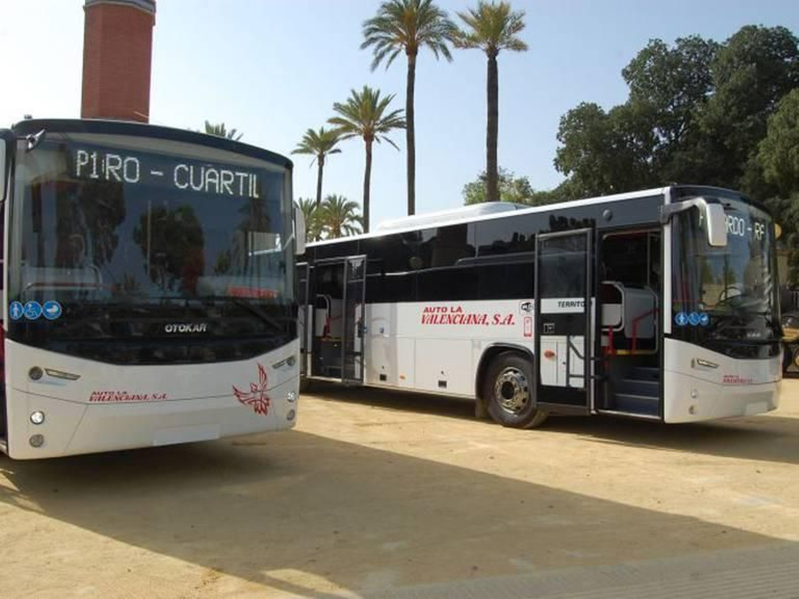 Algunos de los autobuses que cubren estas líneas.