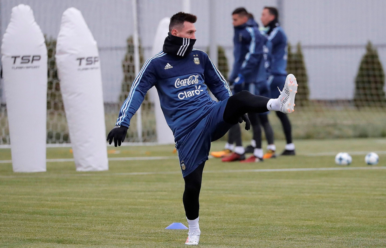 Leo Messi, en un entrenamiento de la selección argentina en Moscú, donde se encuentra la albiceleste.