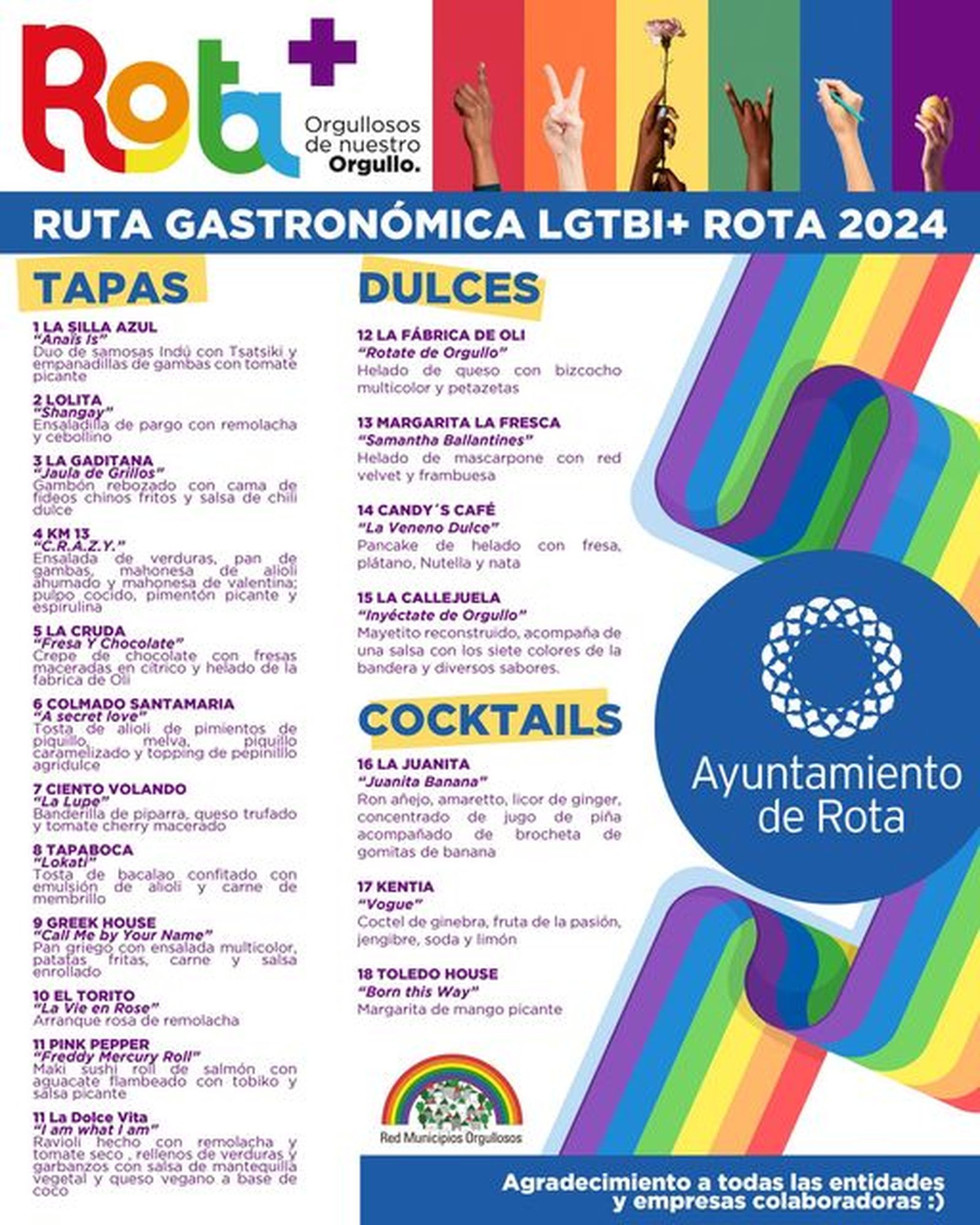 Cartel de la Ruta Gastronómica LGTBIq+ Rota 2024.