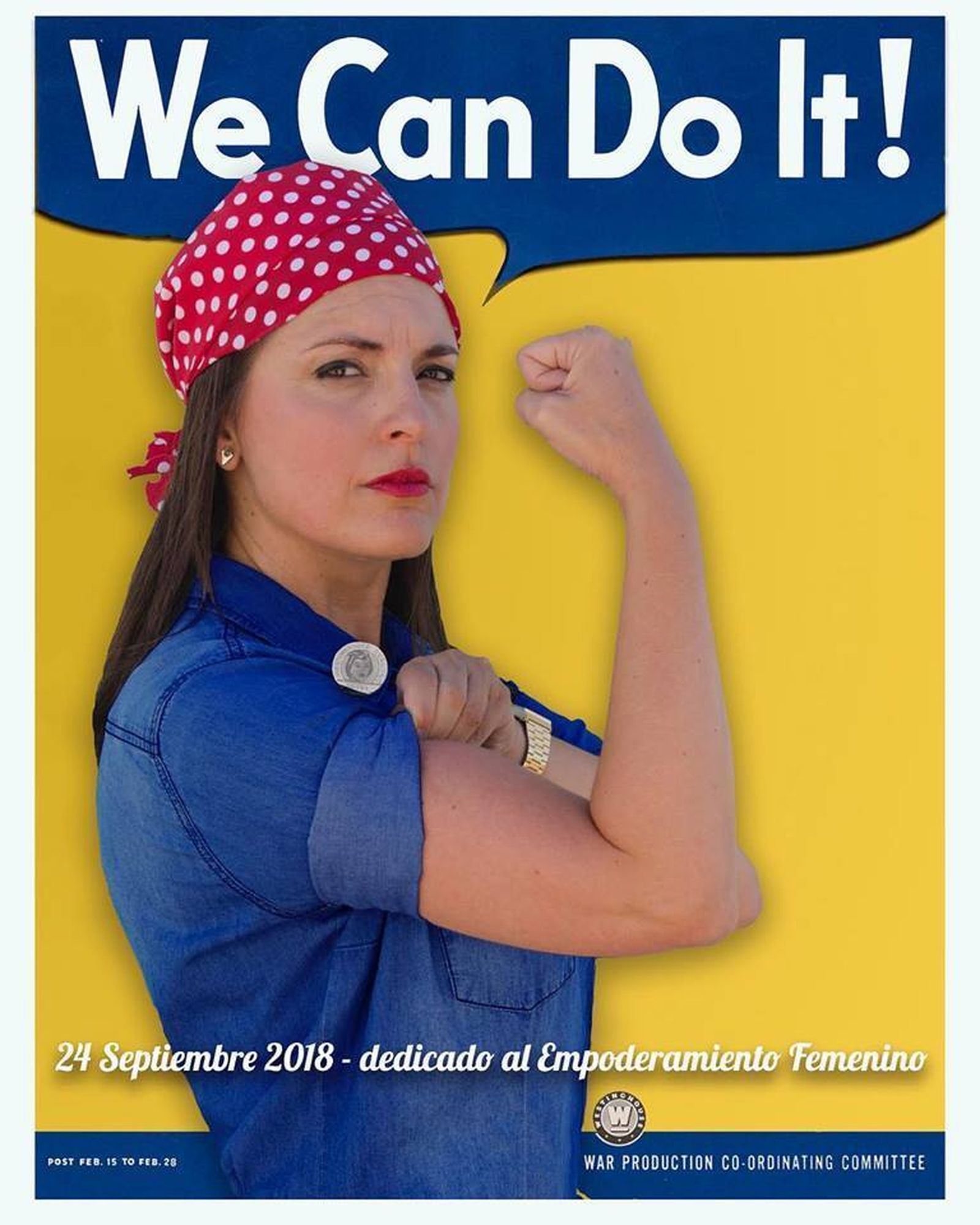 Recreación del 'We can do it!' protagonizada por la alcaldesa isleña.