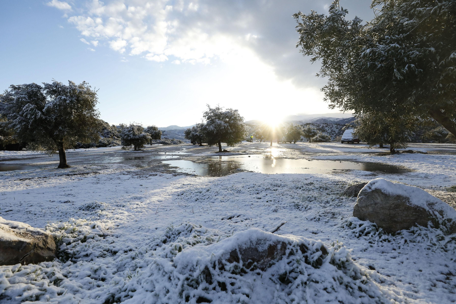 Fotos: la borrasca Filomena hace que Granada amanezca cubierta de nieve por primera vez este 2021