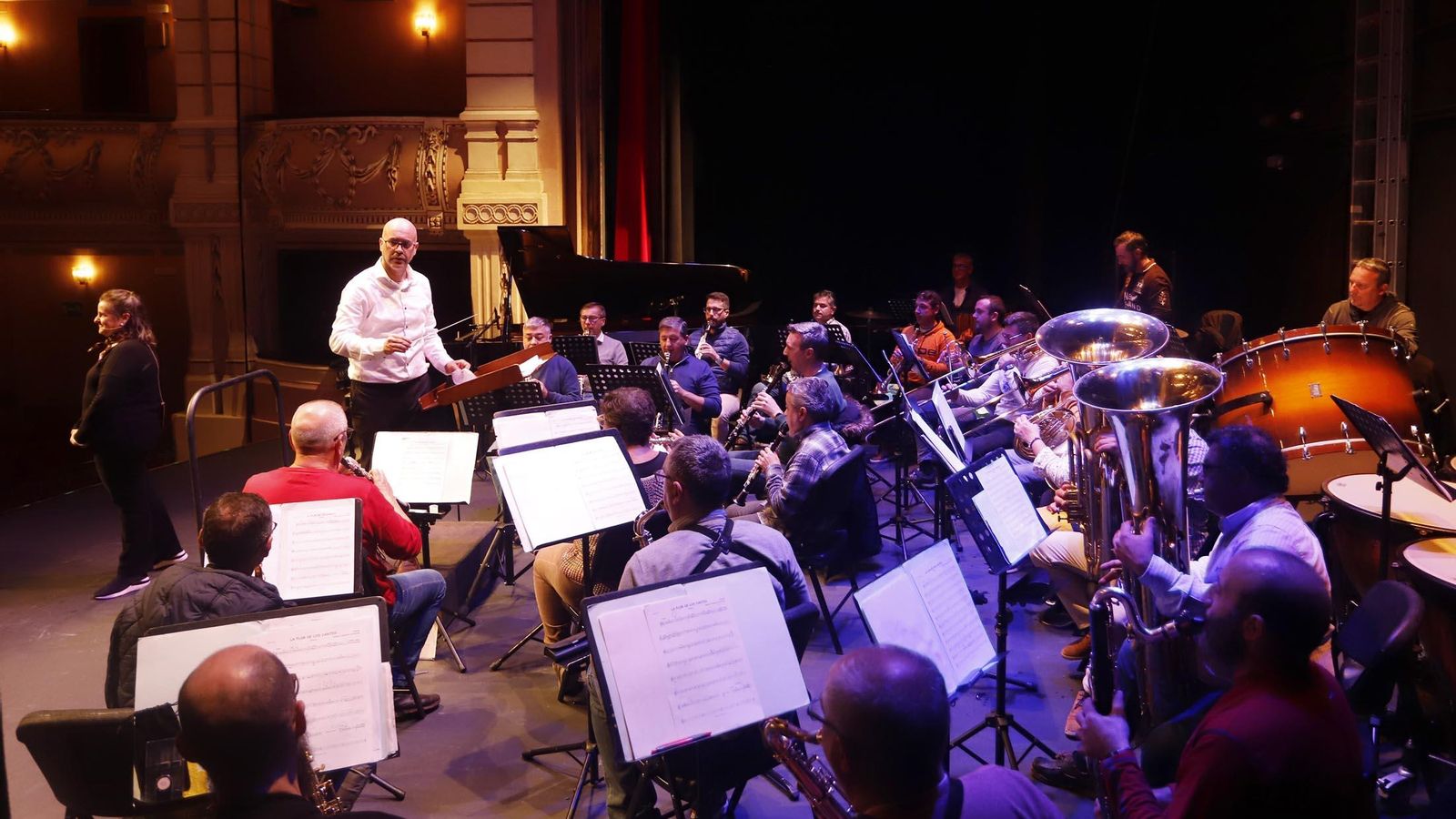 Ensayo de la Banda Sinfónica Municipal de Huelva en el Gran Teatro. Ensayo de la Banda Sinfónica Municipal de Huelva en el Gran Teatro.