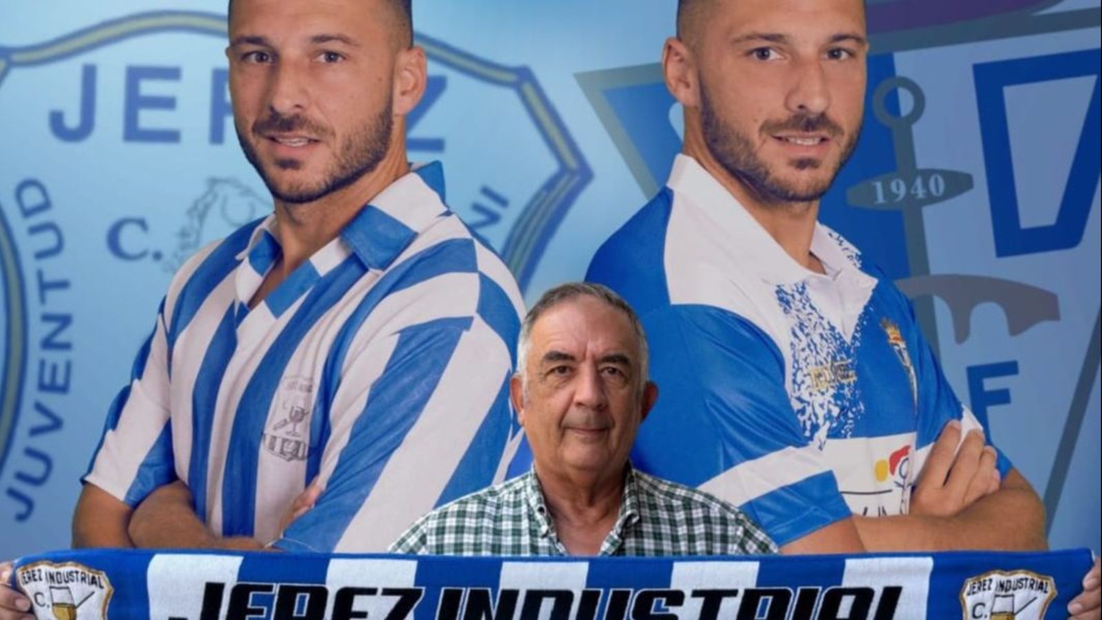 Dani Herrera y Juan García son los protagonistas del cartel del amistoso entre Jerez Industrial y San Fernando 1940.