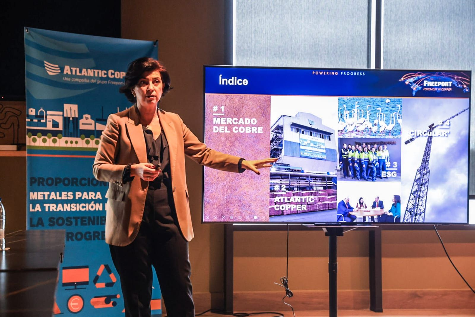 La consejera delegada de Atlantic Copper, Macarena Gutiérrez, durante la presentación de los resultados de la compañía.