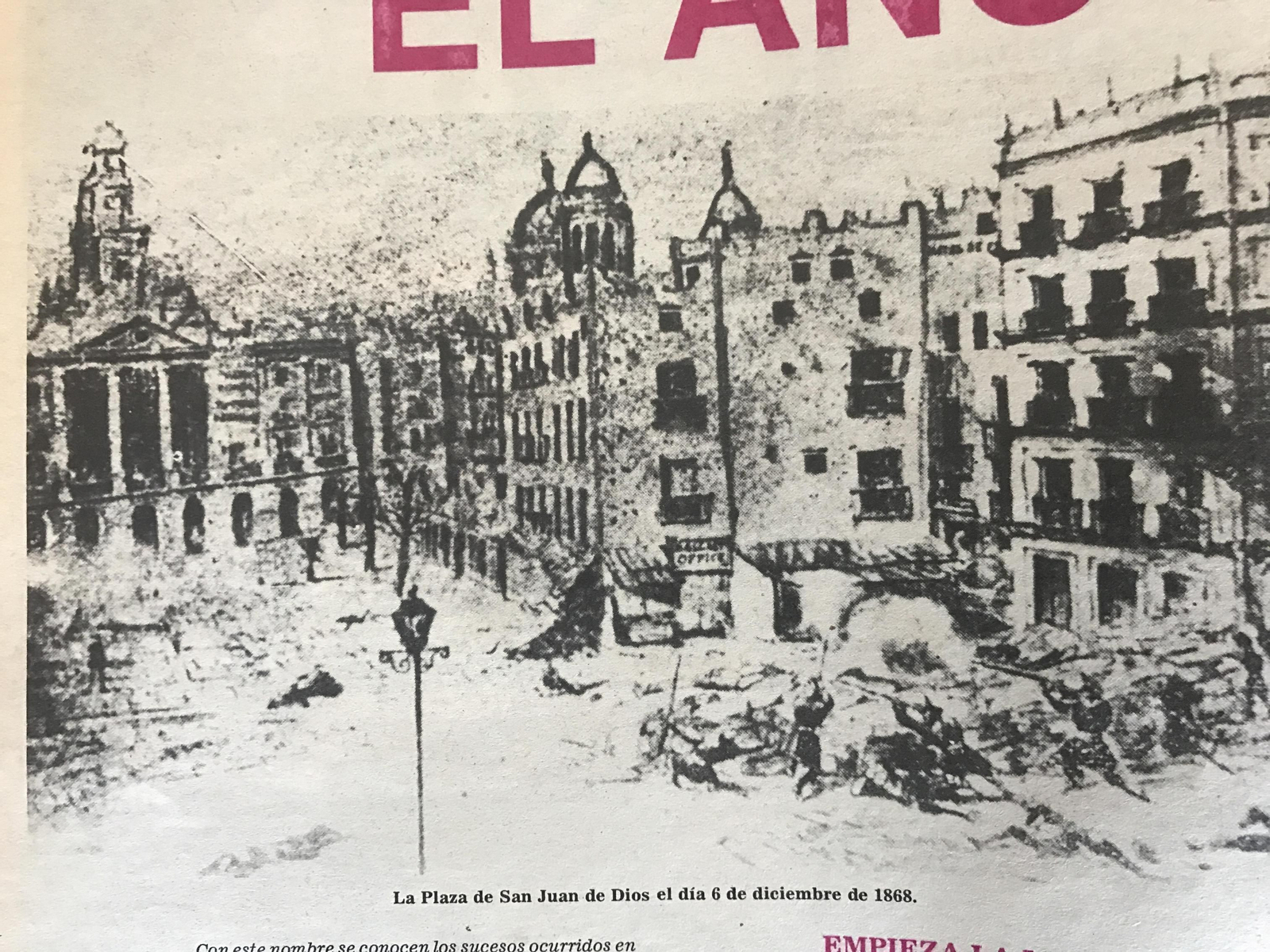 La plaza de San Juan de Dios, el día 6 de diciembre de 1868.