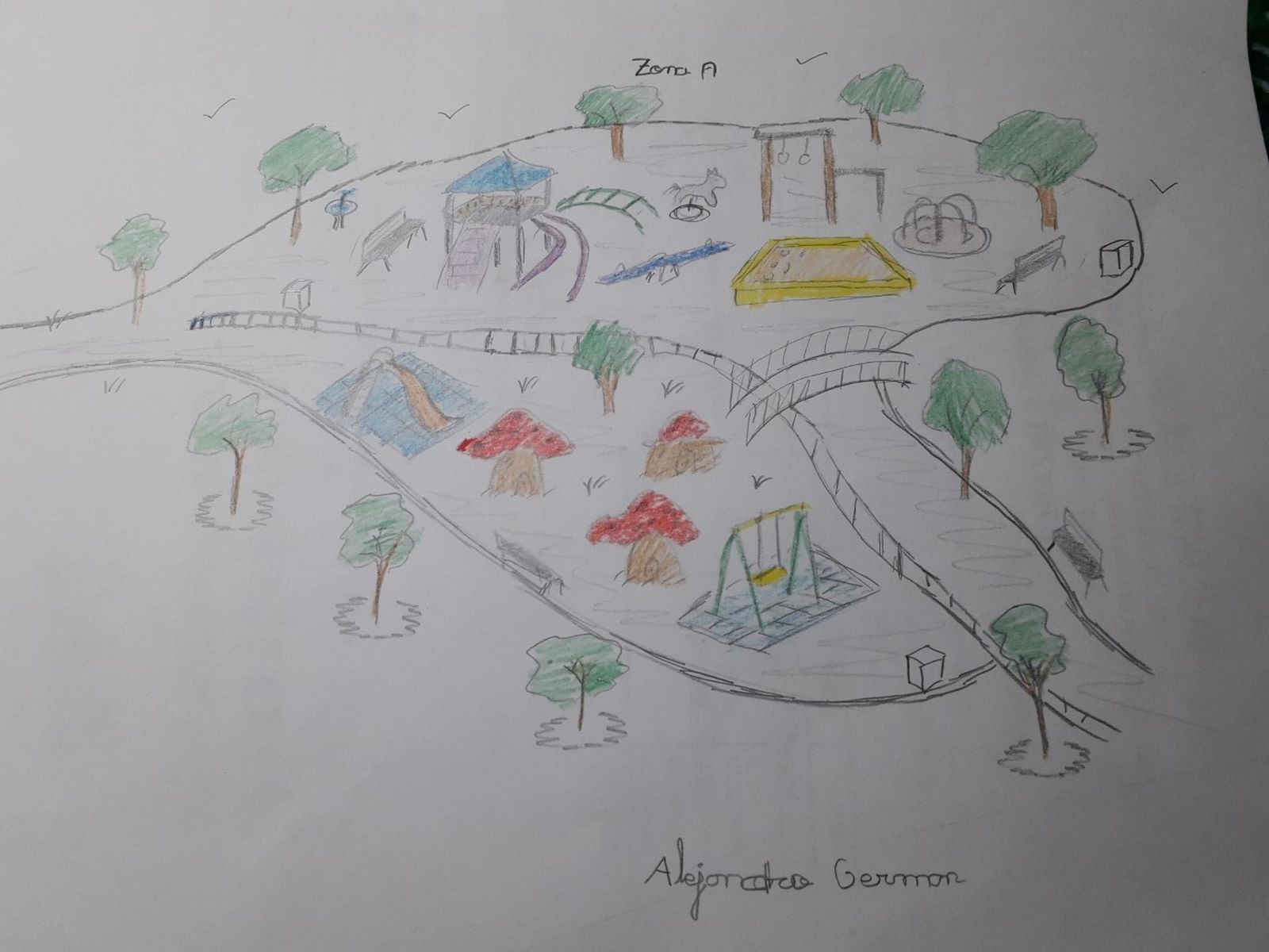 Así imaginan los niños de Montilla el futuro parque Tierno Galván, 'la pradera'