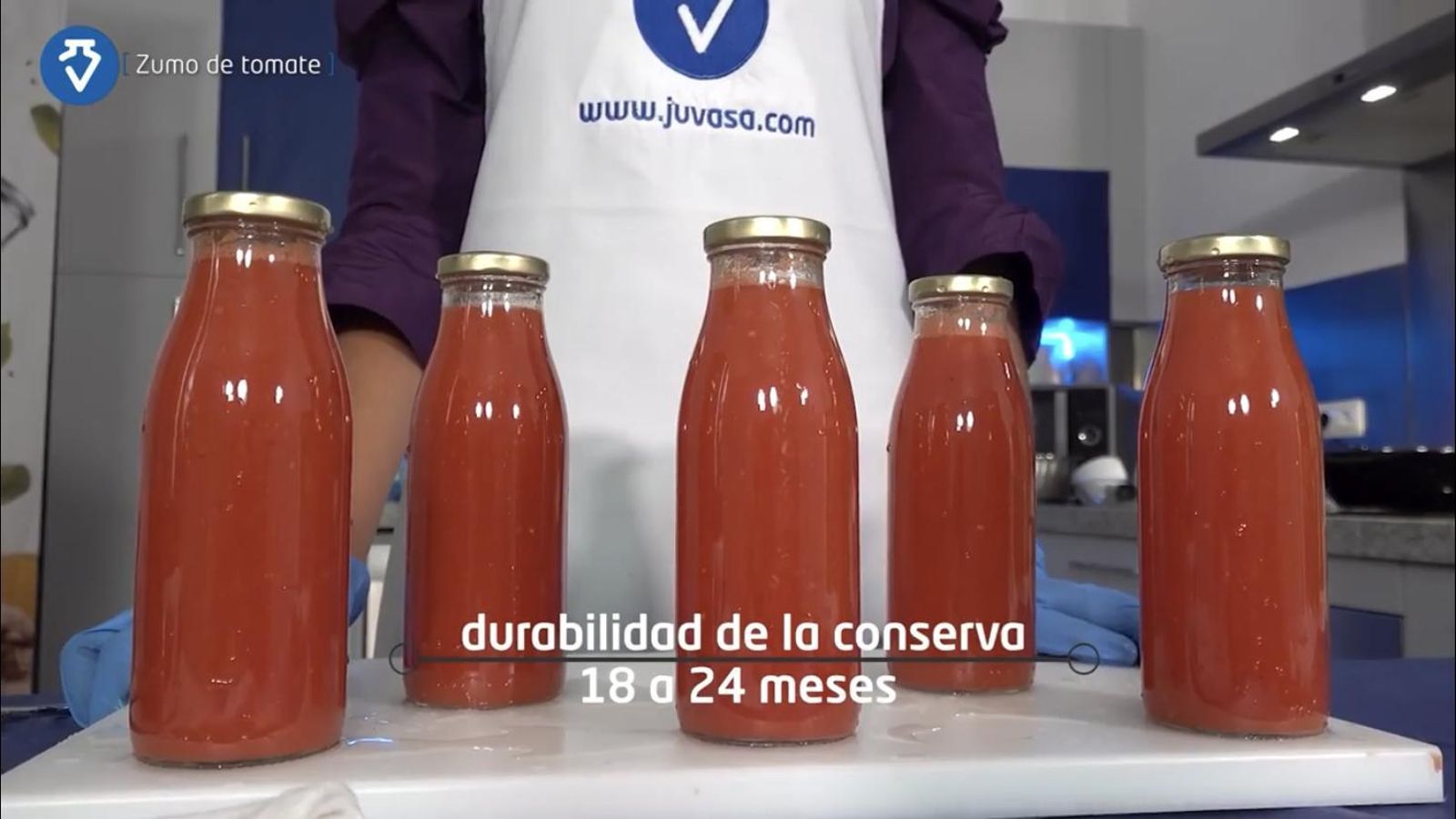 Receta de zumo de tomate, con una caducidad de 18 a 24 meses.