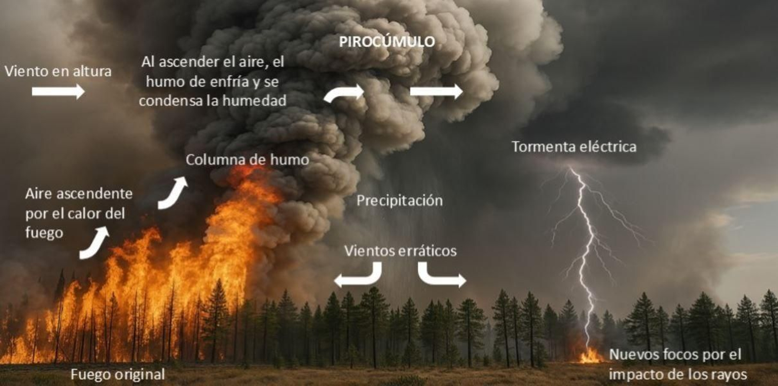 Una representación de un incendio de sexta generación
