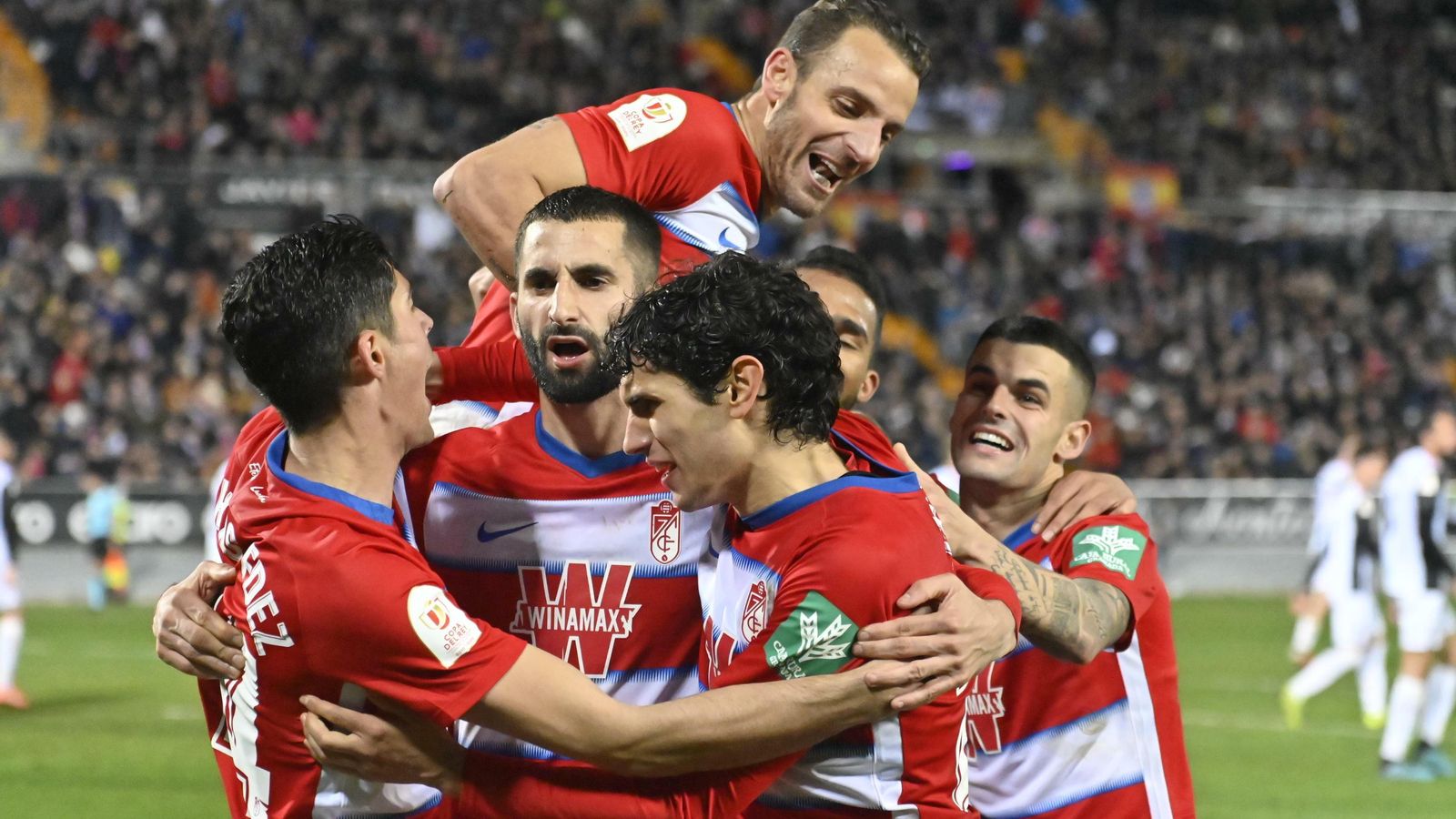 Soldado celebra el tanto que metió al Granada CF en cuartos.