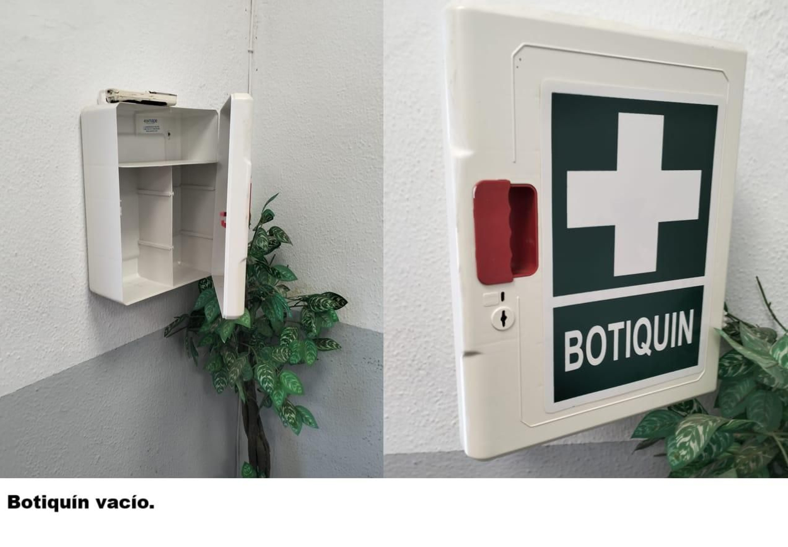 Botiquín vacío en el interior de la Jefatura de la Policía Local de La Línea.