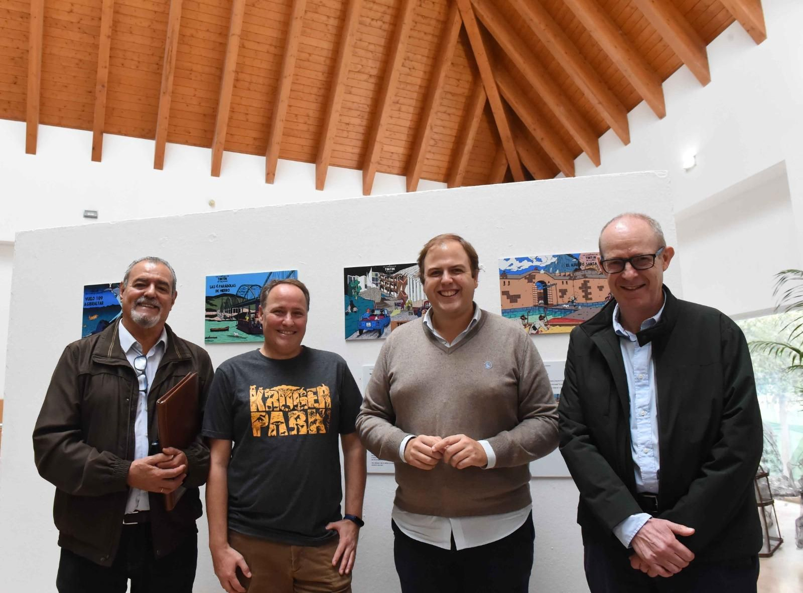 Ángel Gómez, Carlos Márquez, Javier Vázquez y Jesús Verdú en la inauguración de la exposición.