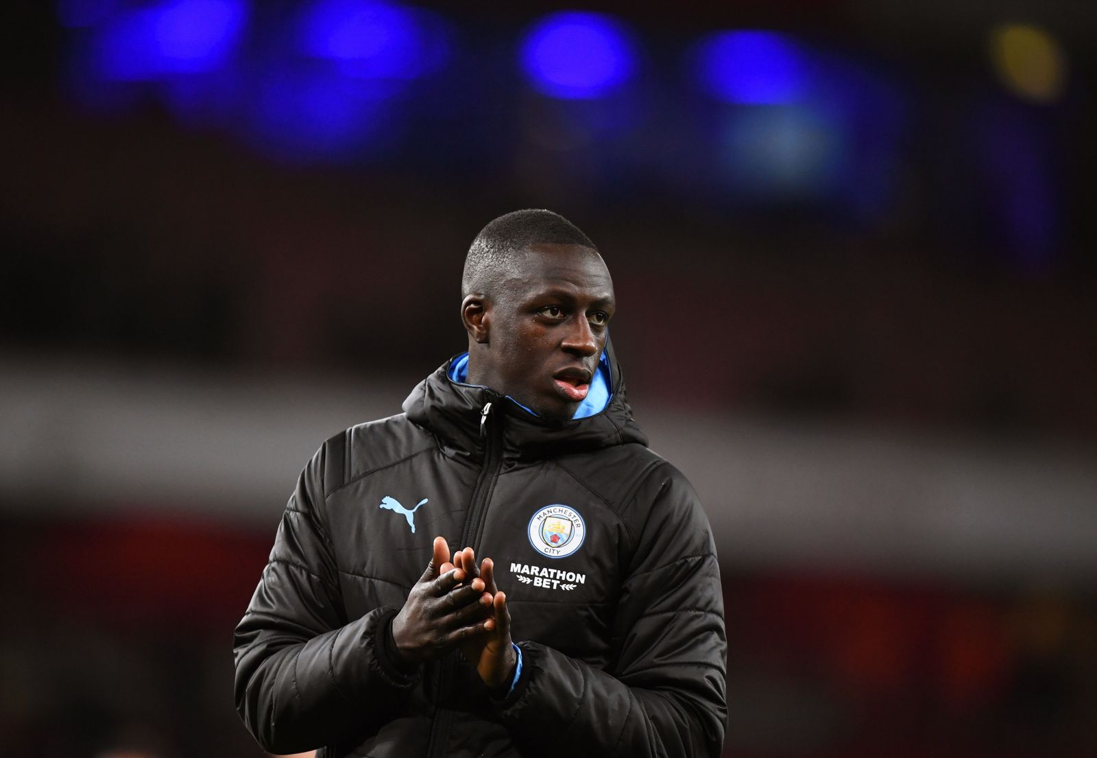 Benjamin Mendy, en la previa de un encuentro con el City.