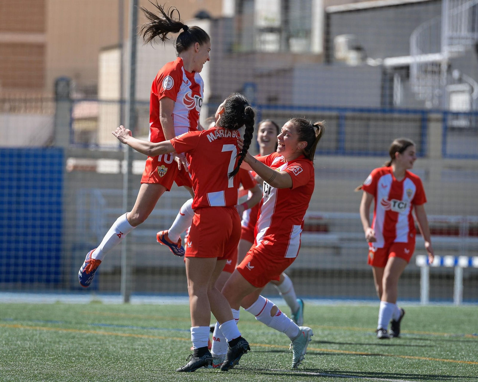 La UD Almería Femenino celebrando un gol de la temporada pasada.