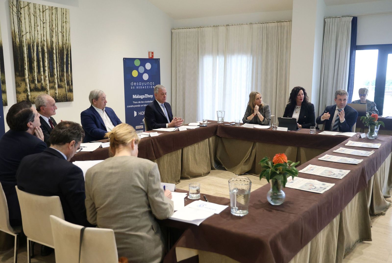 Un momento de la intervención del alcalde de Jaén, en el foro con el resto de regidores de capitales andaluzas.