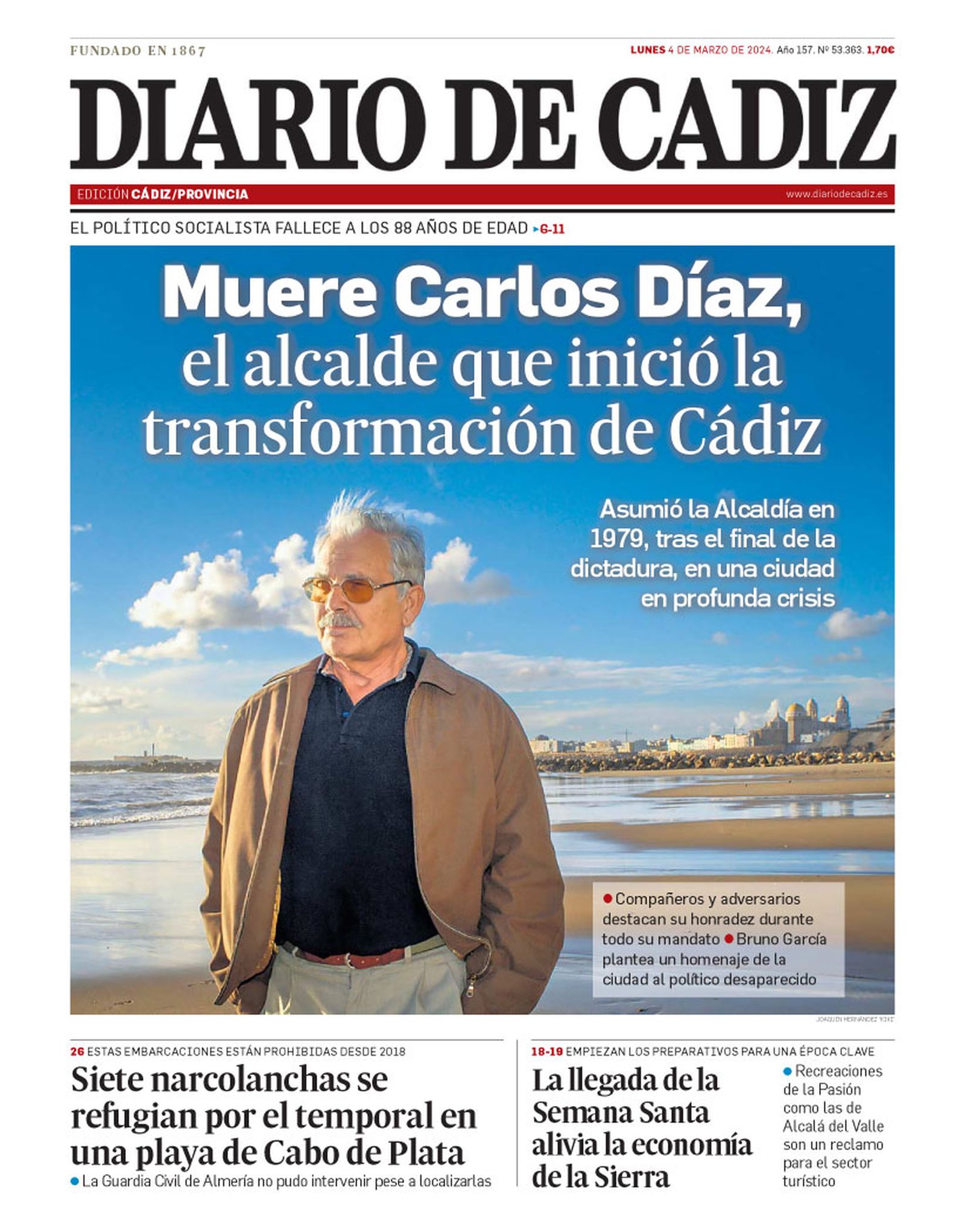 4 de marzo. Muere Carlos Díaz, el alcalde que inició la transformación de Cádiz.