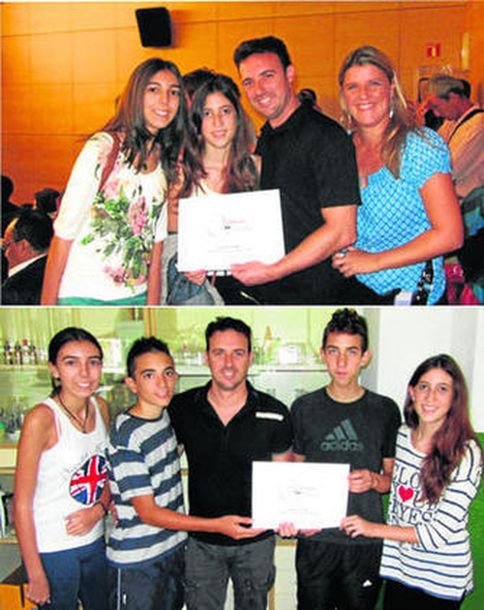Representantes en la recogida del premio internacional y el equipo al completo en Jerez.