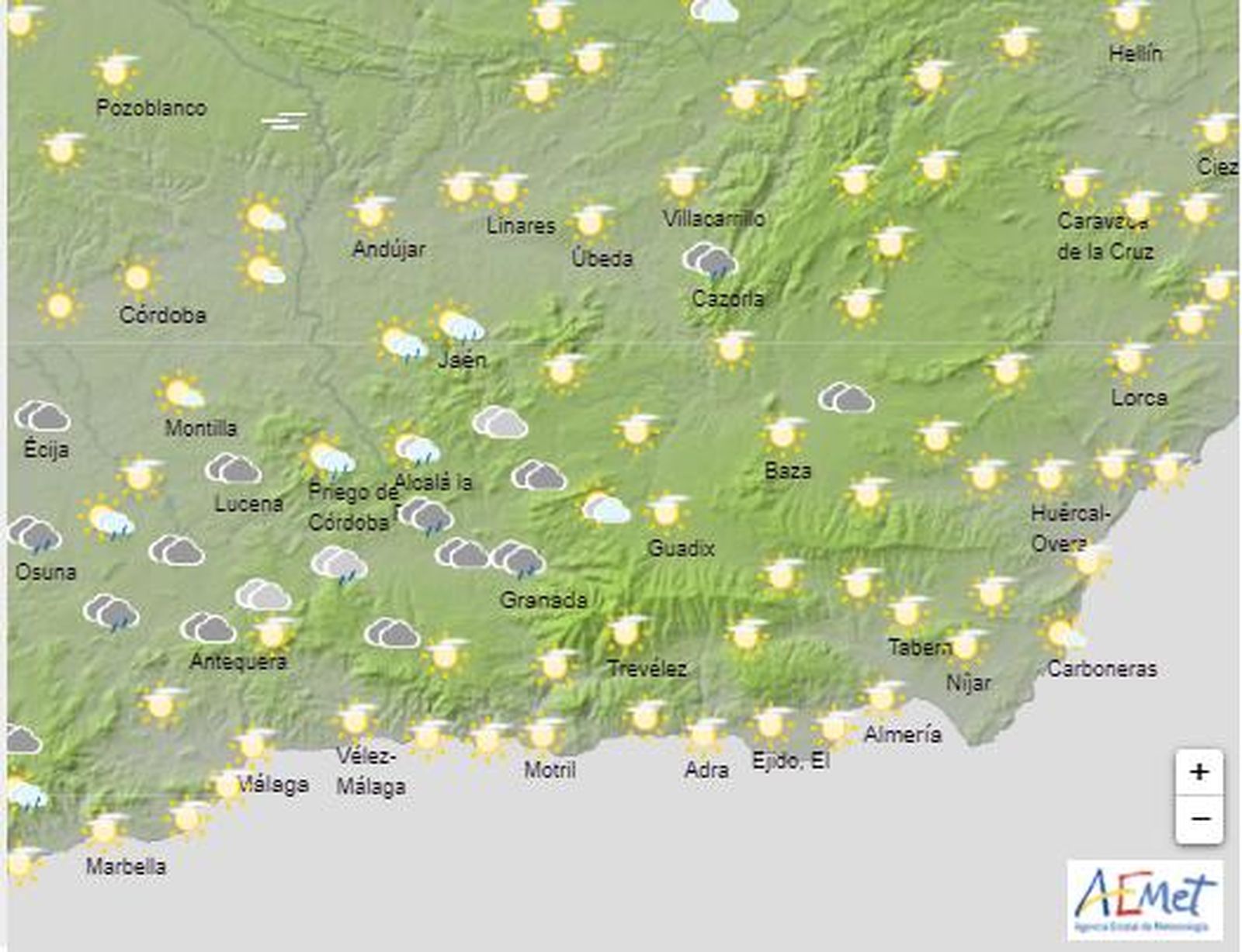 Previsión para mañana miércoles en Granada.