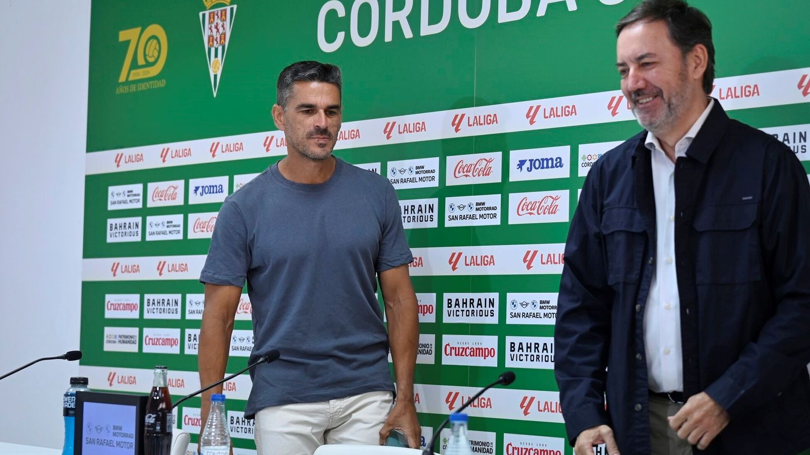 Juanito y Monterrubio, antes de una rueda de prensa.