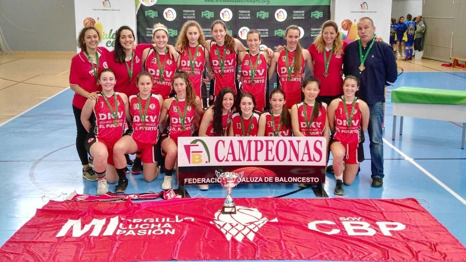 Plantilla júnior femenina del DKV El Puerto, que se proclamó recientemente campeona provincial de su categoría.