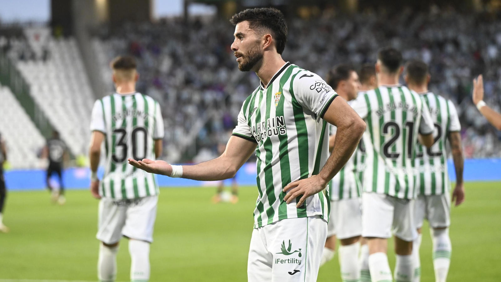 Jacobo celebra un gol del Córdoba CF en El Arcángel.