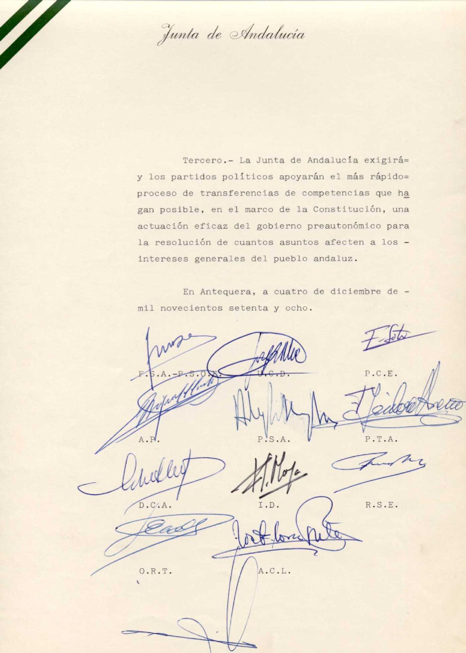 Todas las firmas del Pacto de Antequera