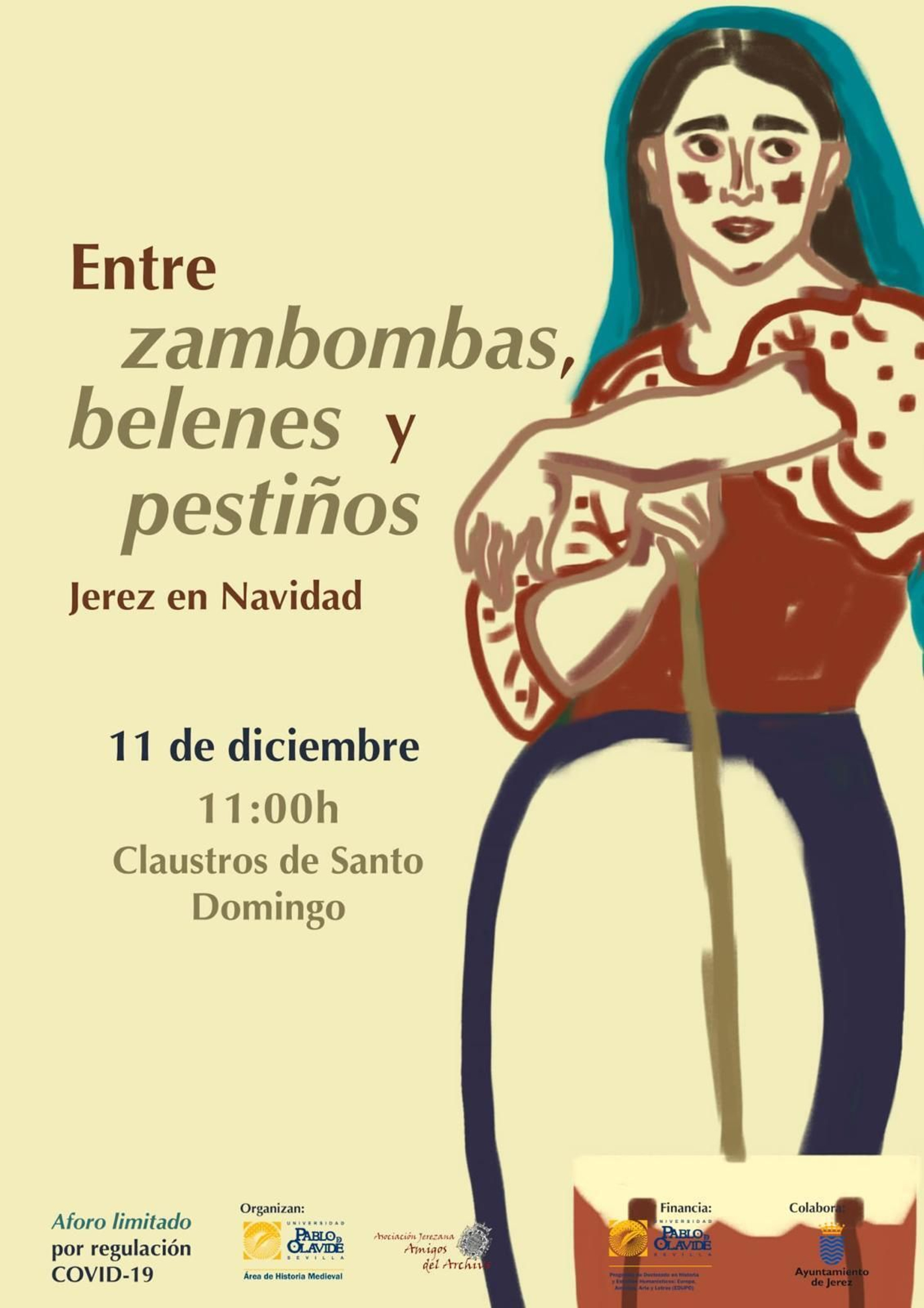 Detalle del cartel anunciador de la presentación del libro ‘Entre zambombas, belenes y pestiños: Jerez en Navidad'.
