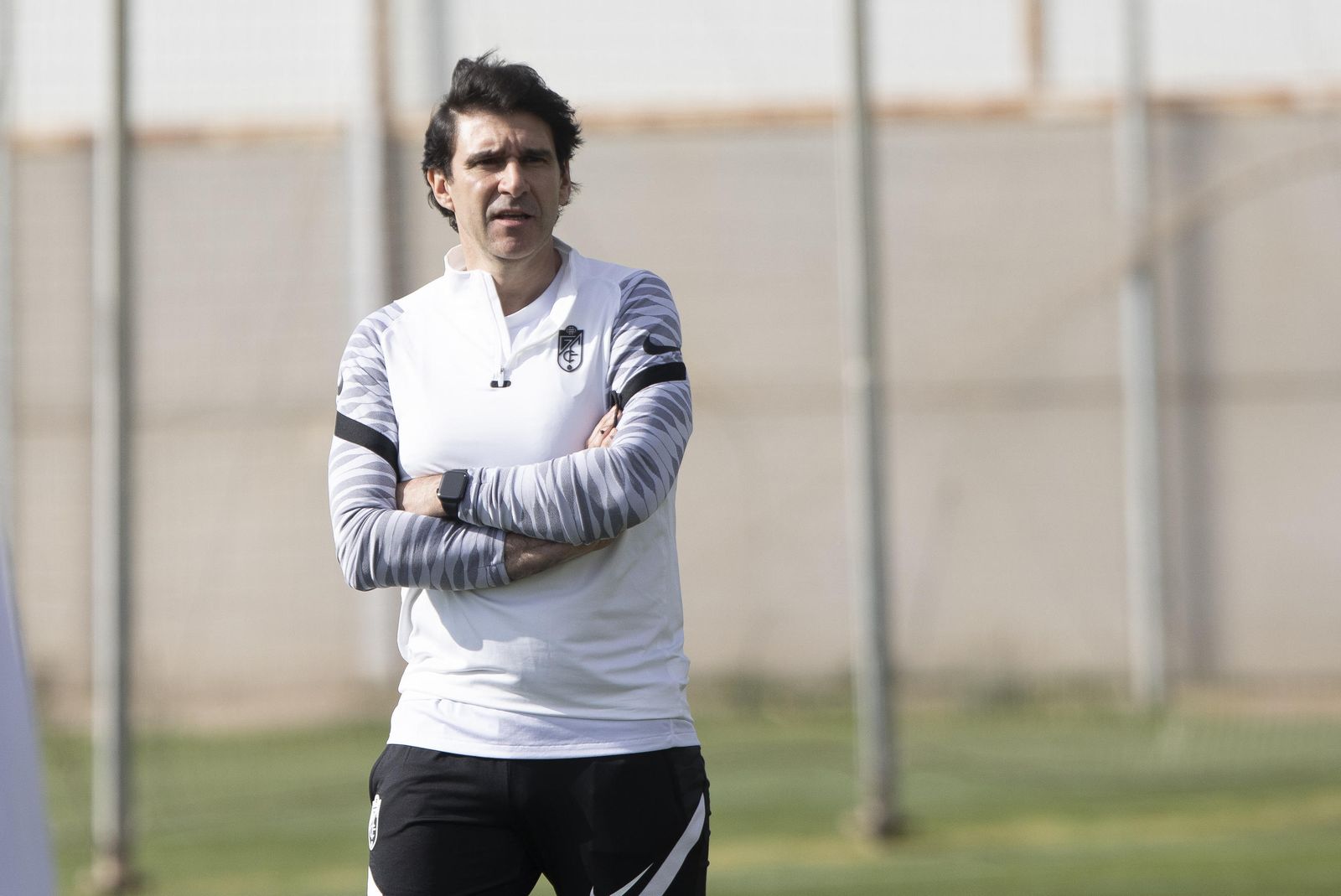 Karanka, en un entrenamiento reciente del Granada.