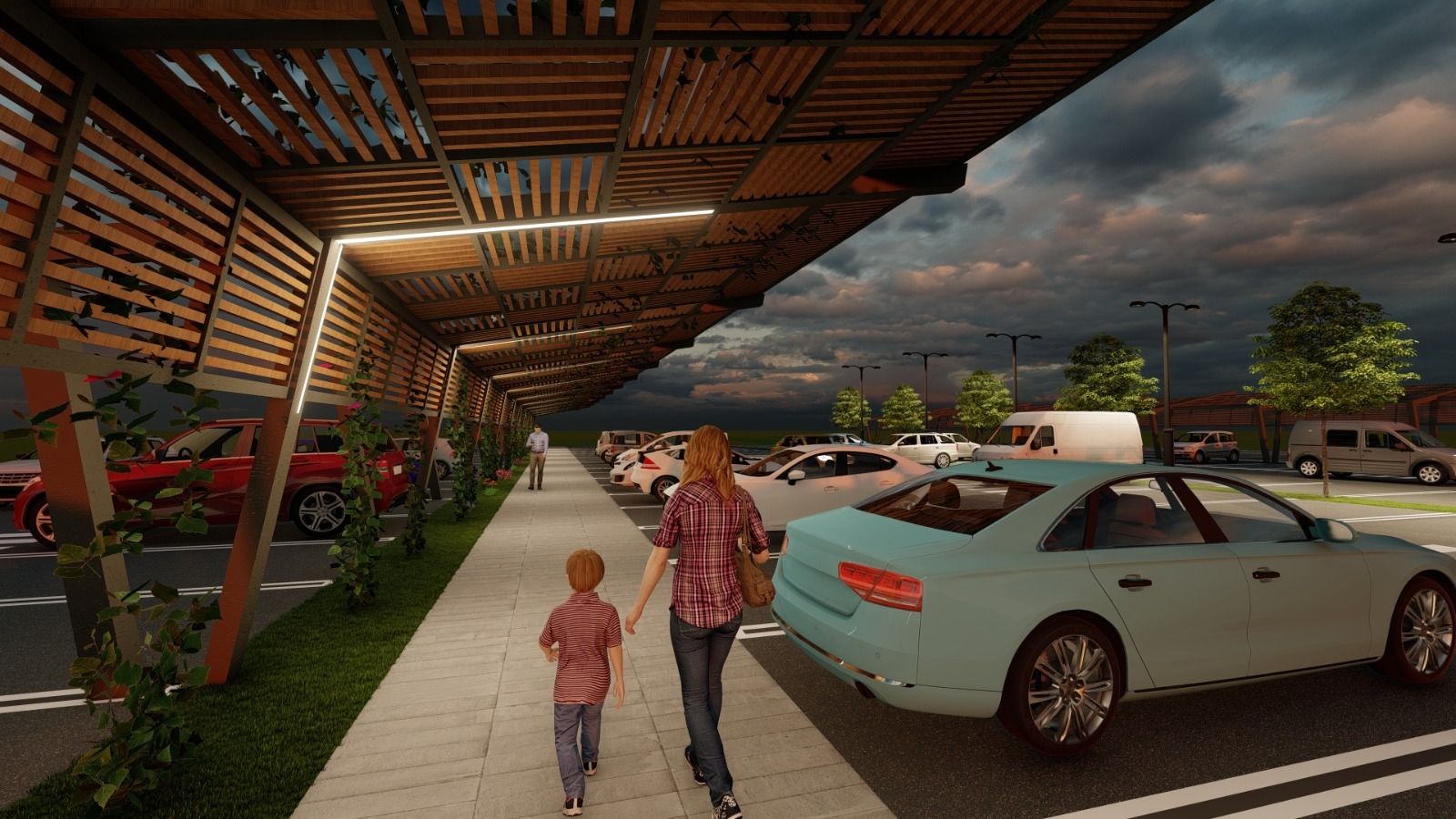 Recreación digital del proyecto del aparcamiento táctico de la Ronda del Estero en San Fernando.