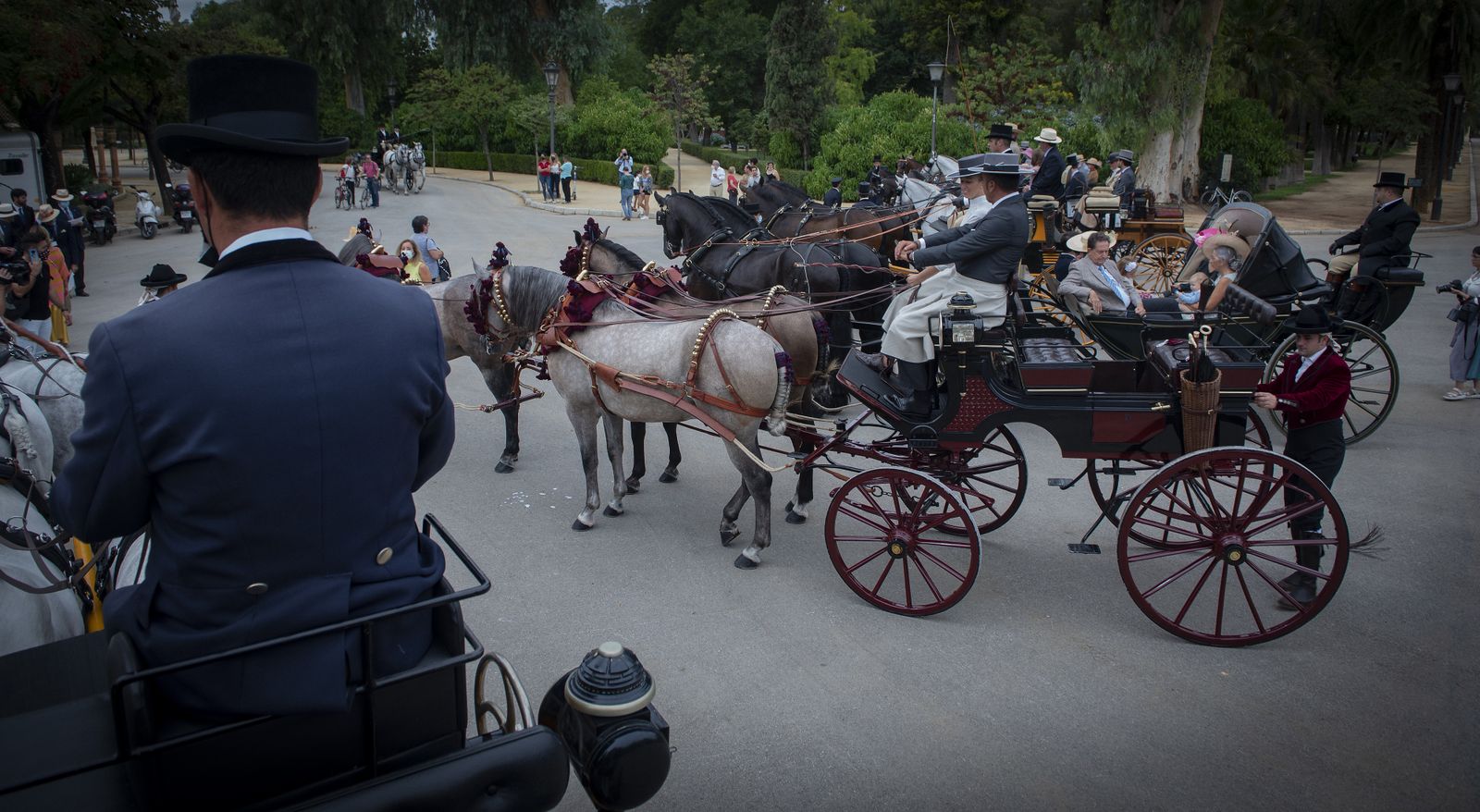 Exhibición de enganches y paseo de carruajes por el parque de María Luisa