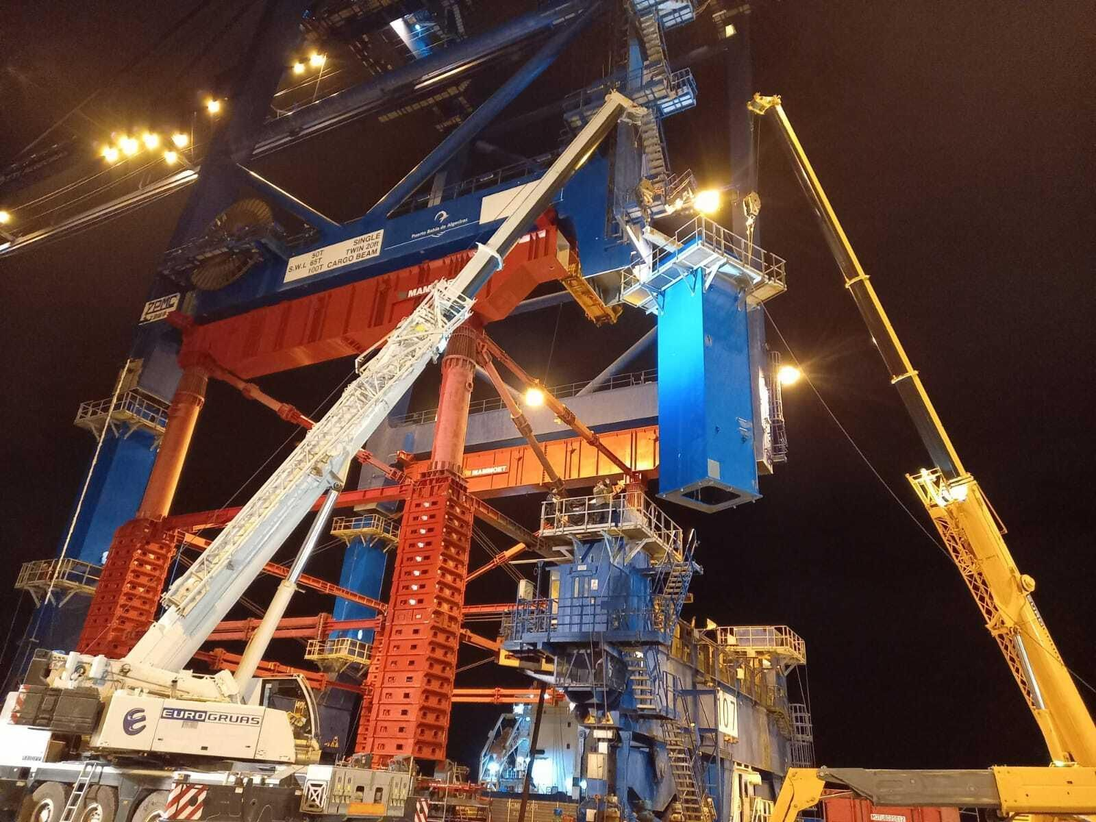 Tareas de corte y presentación de las piezas añadidas a la grúa