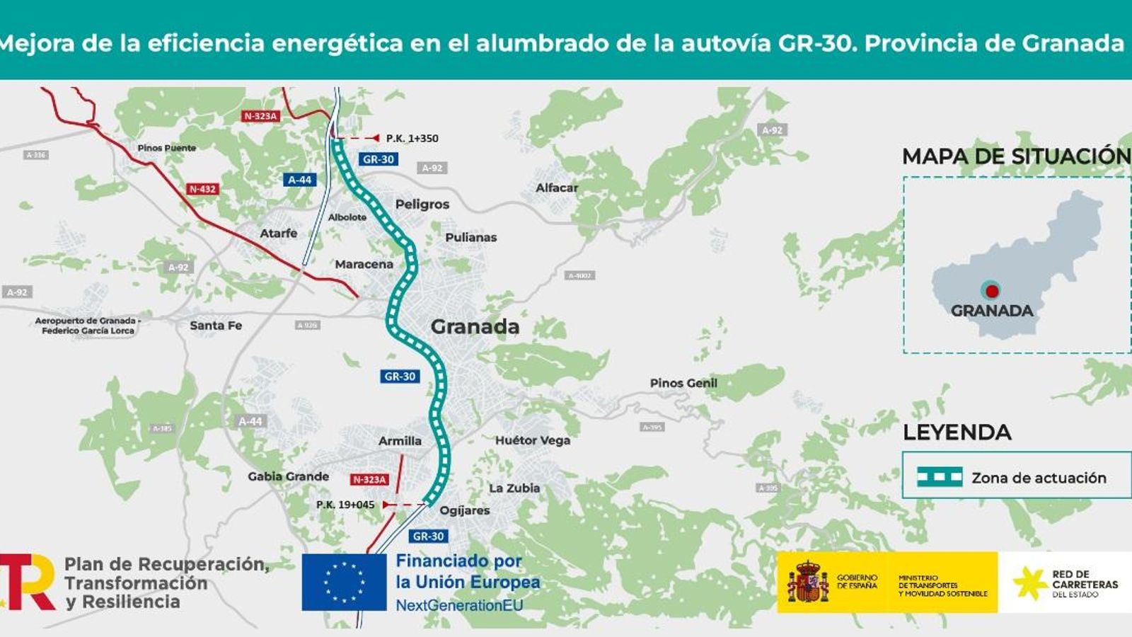 Imagen de la intervención que se realizará en la GR 30 de Granada Imagen de la intervención que se realizará en la GR 30 de Granada