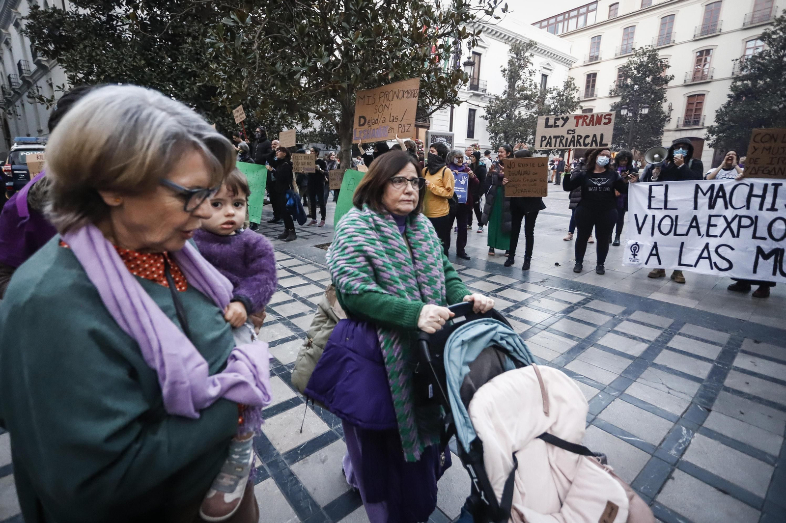 Una ola morada inunda la avenida principal de Granada en el Día de la Mujer