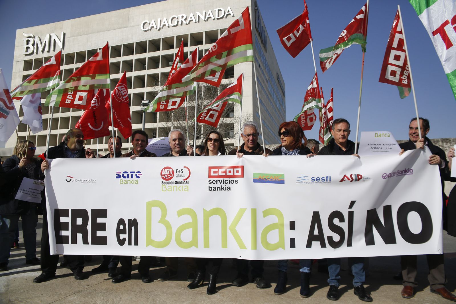 Manifestación sindical contra el ERE en Bankia, a finales del pasado mes de enero.