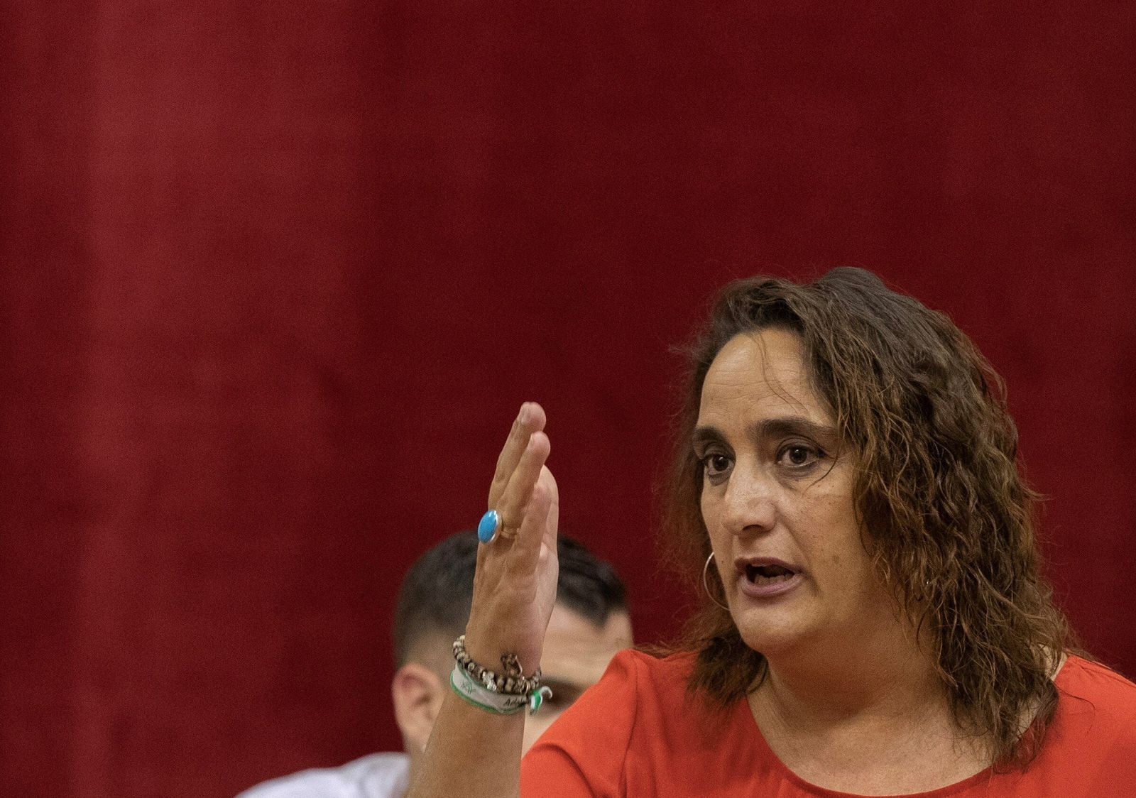 Ángela Aguilera, de Adelante Andalucía, en una de sus intervenciones.