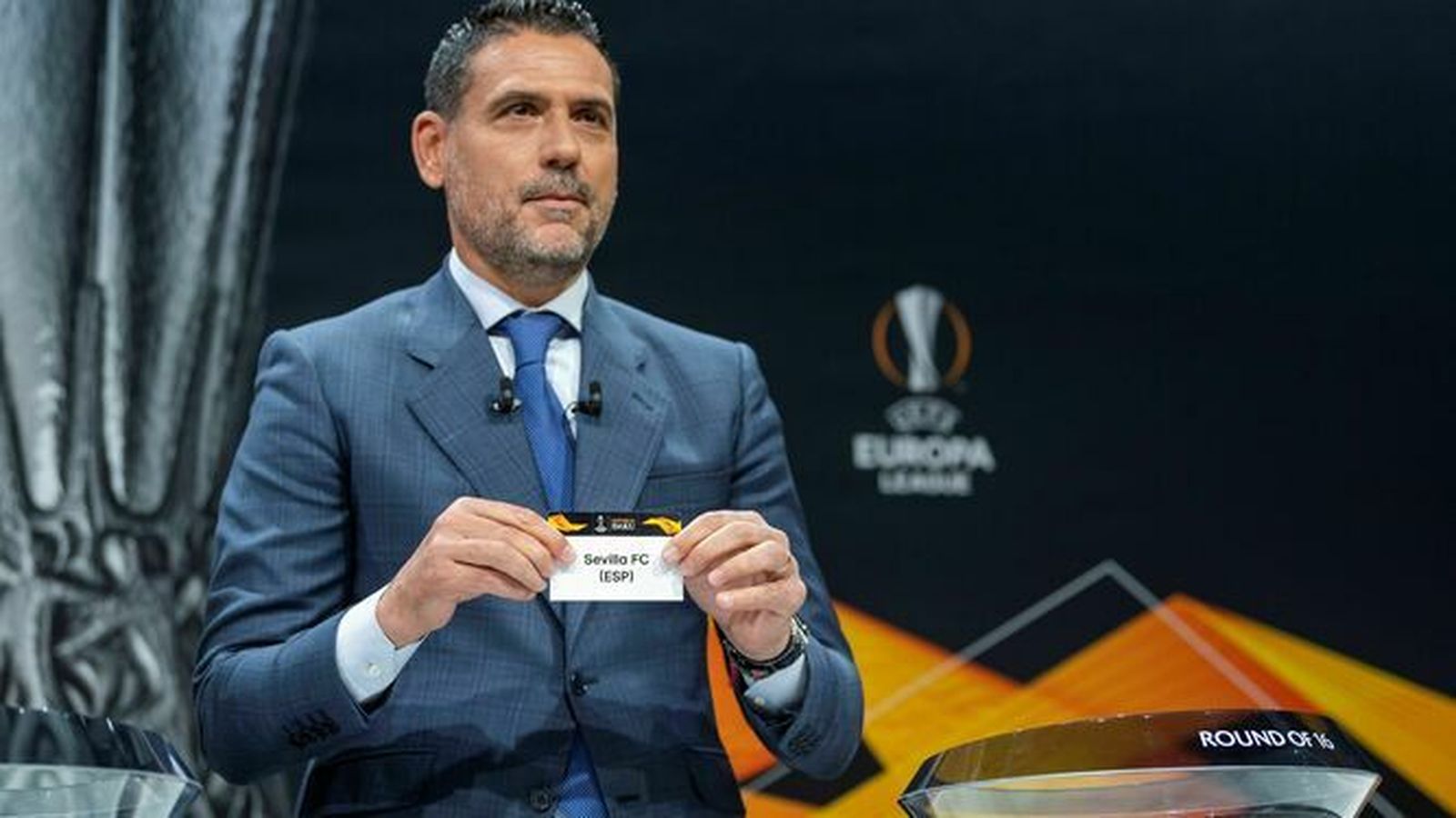 Andrés Palop, en el último sorteo de la Europa League en el que participó el Sevilla.