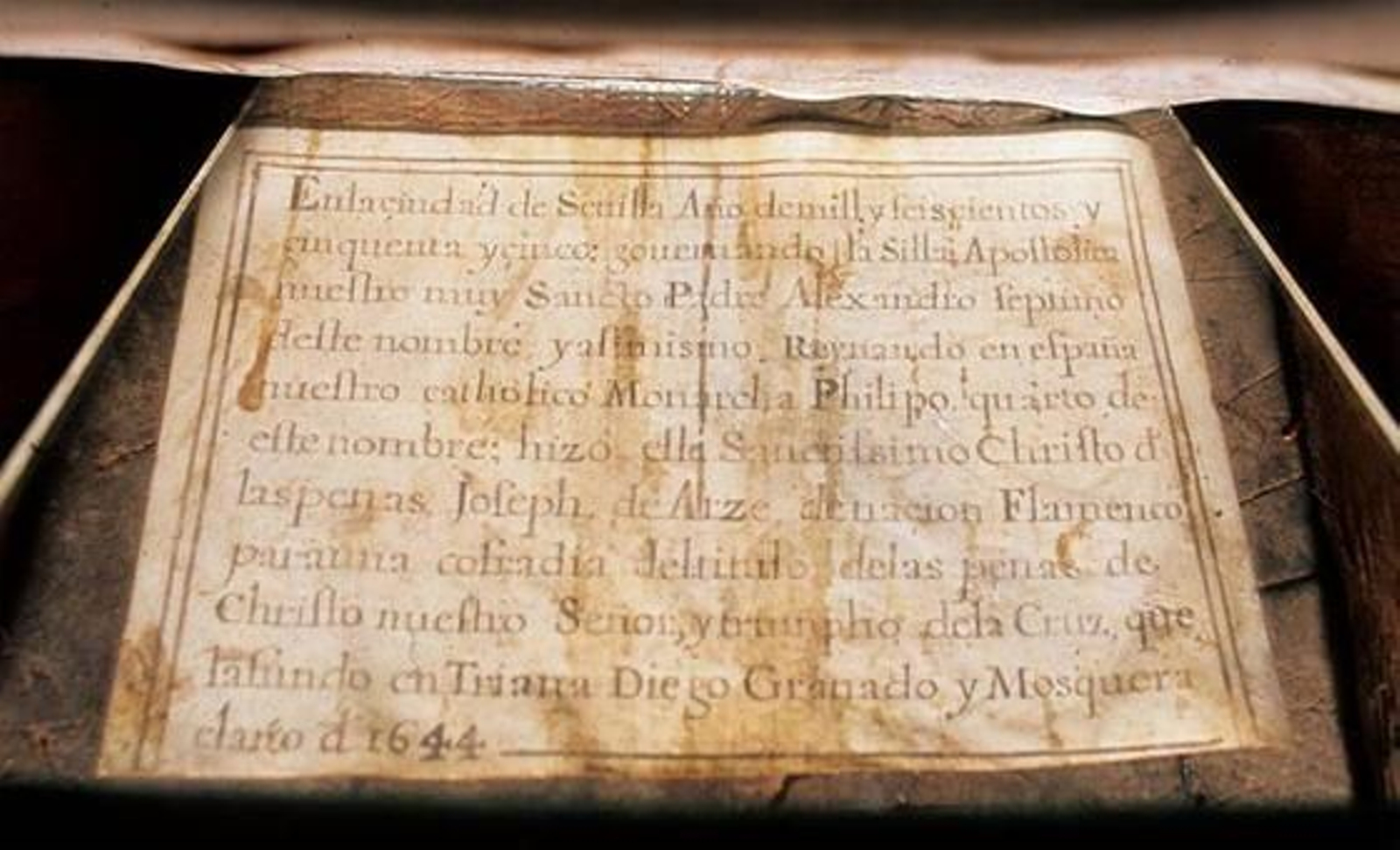 Documento de autoría del Señor de las Penas de la Estrella.

Foto: IAPH/Eugenio Fernández