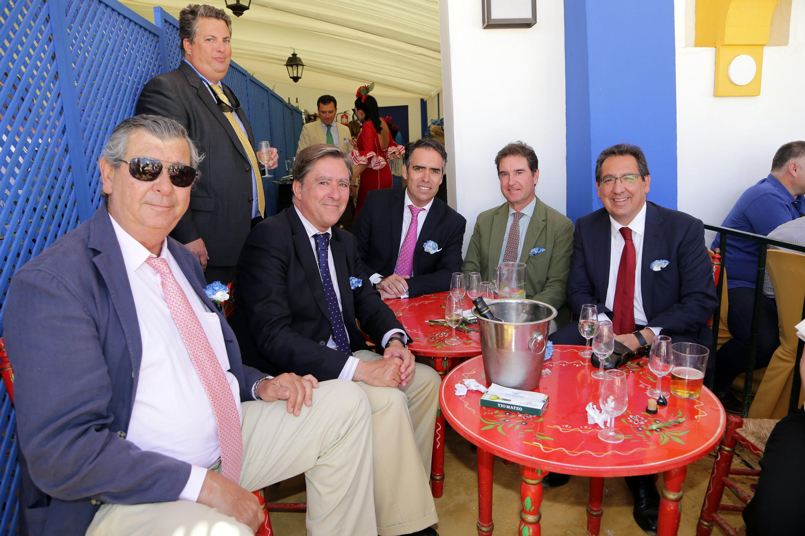 José Mª Guerrero Pemán, Alfonso Domecq, Manuel Estrella, presidente de la Audiencia, Rafael Navas, Manuel Maestre y Antonio Pulido, presidente de la Fundación Cajasol.