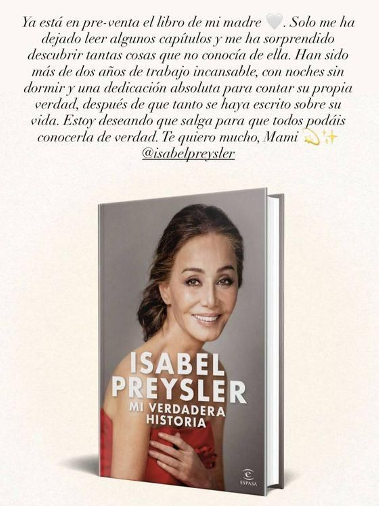 La 'story' que ha compartido Tamara Falcó sobre las memorias de su madre.