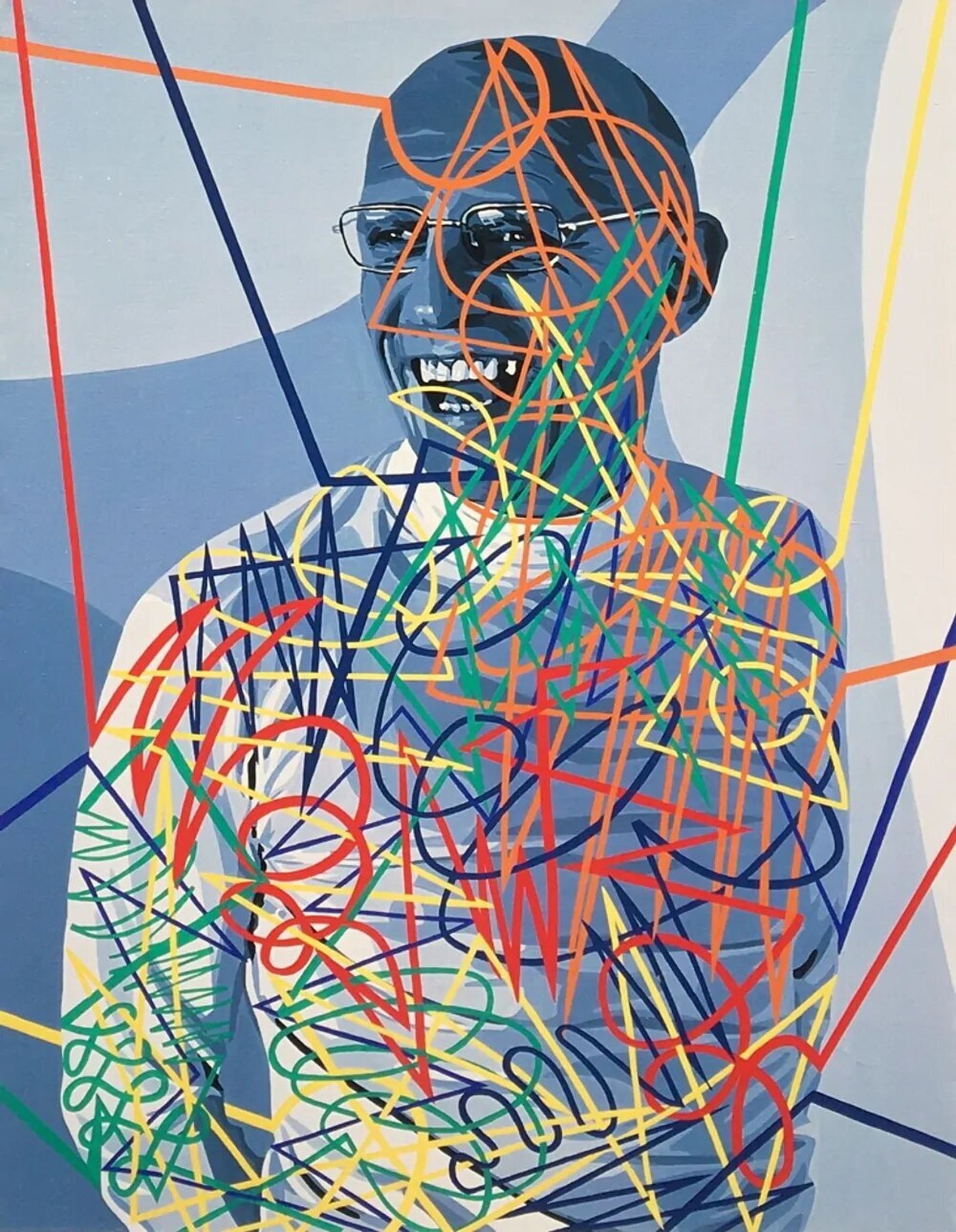 Detalle de Michel Foucault (2009), por  Gérard Fromanger, uno de los retratos que figuran en la obra de Onfray.