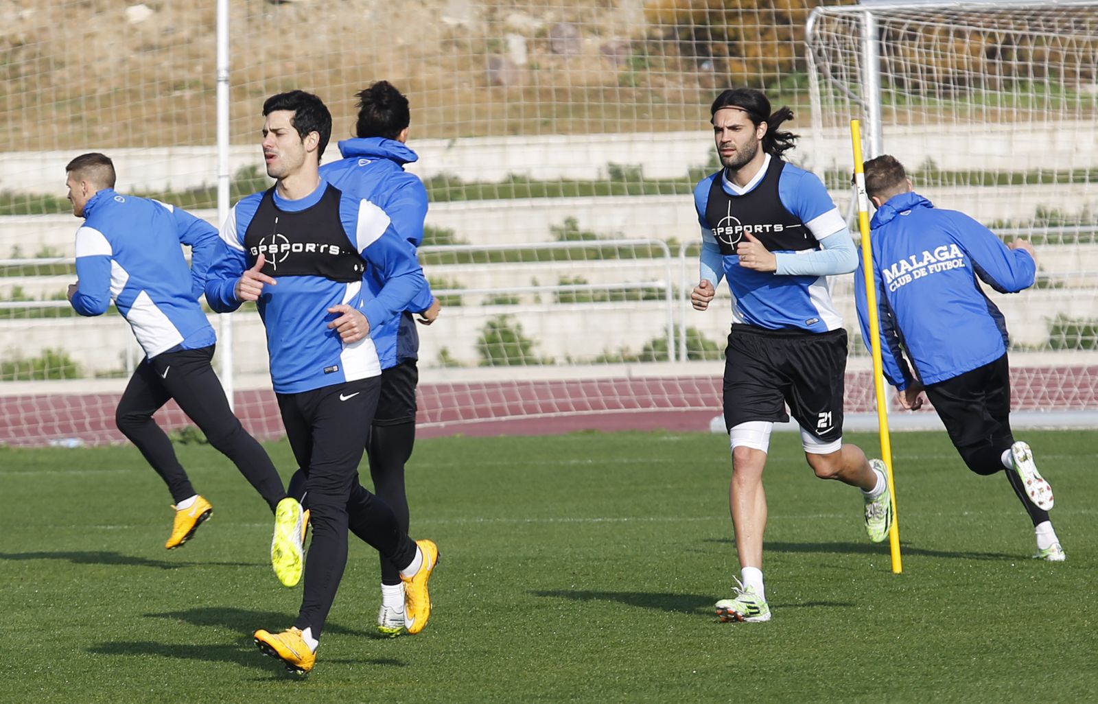 Sergio Sánchez hace carrera continua durante un entrenamiento durante su etapa en el Málaga.