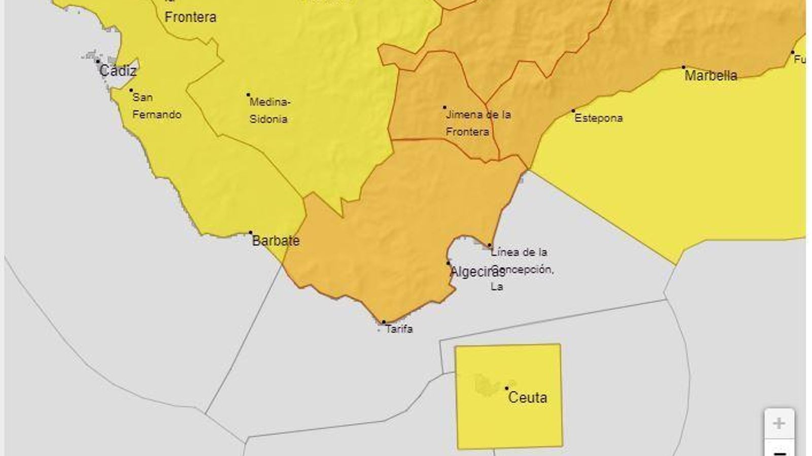 Aviso naranja en el Campo de Gibraltar.