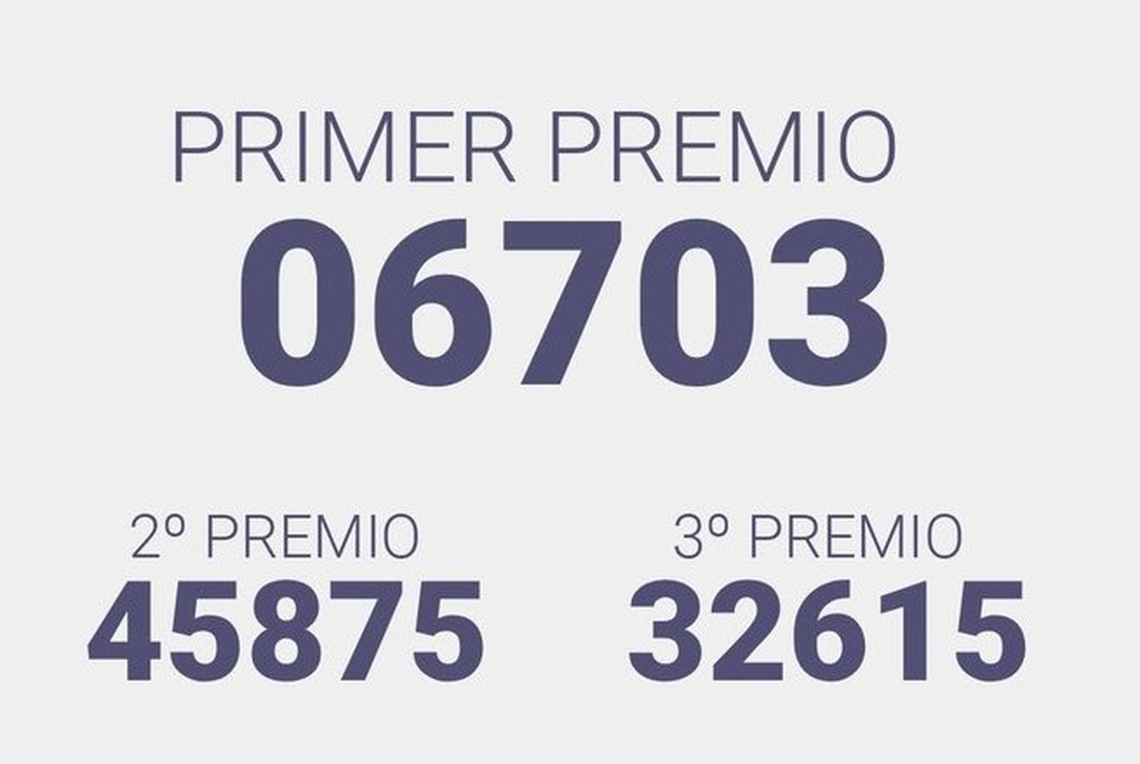 Imagen de los tres primeros premios de la Lotería del Niño