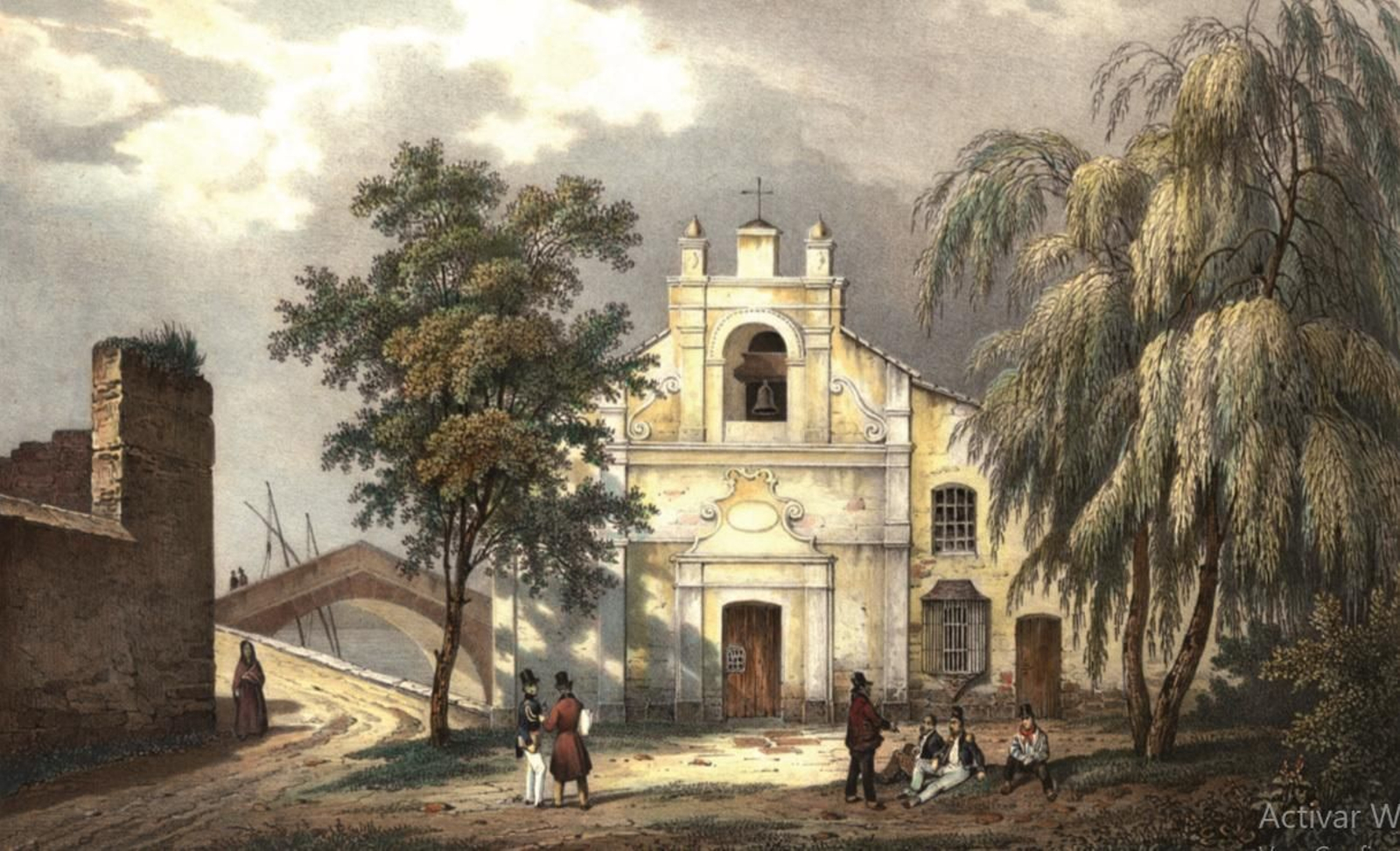Capilla del Santo Cristo de la Alameda. Grabado realizado en el año 1830 por P. Sainson, L. Leborne y V. Adam.