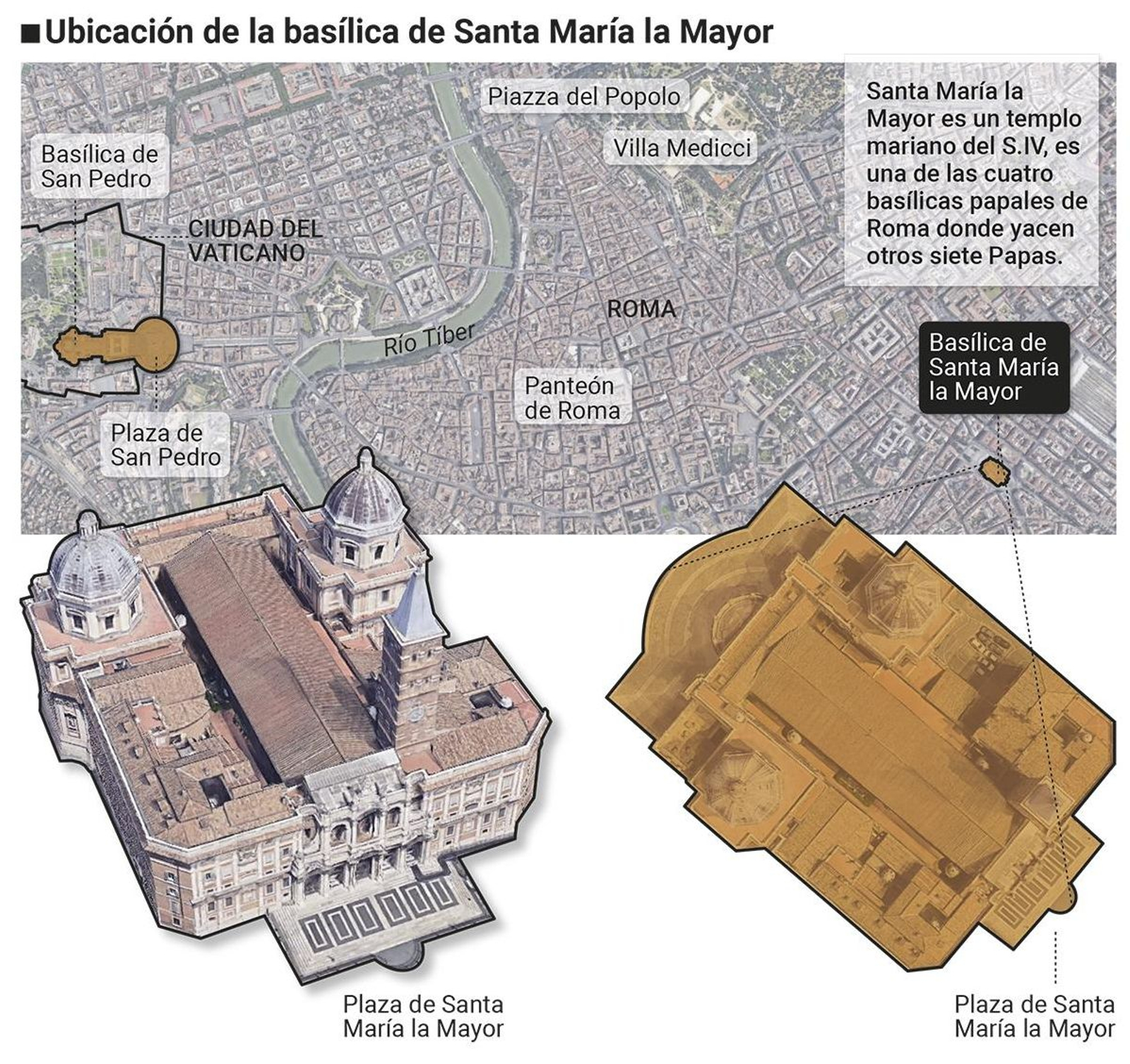 Ubicación de la basílica de Santa María la Mayor en Roma. Fuente: EFE y elaboración propia